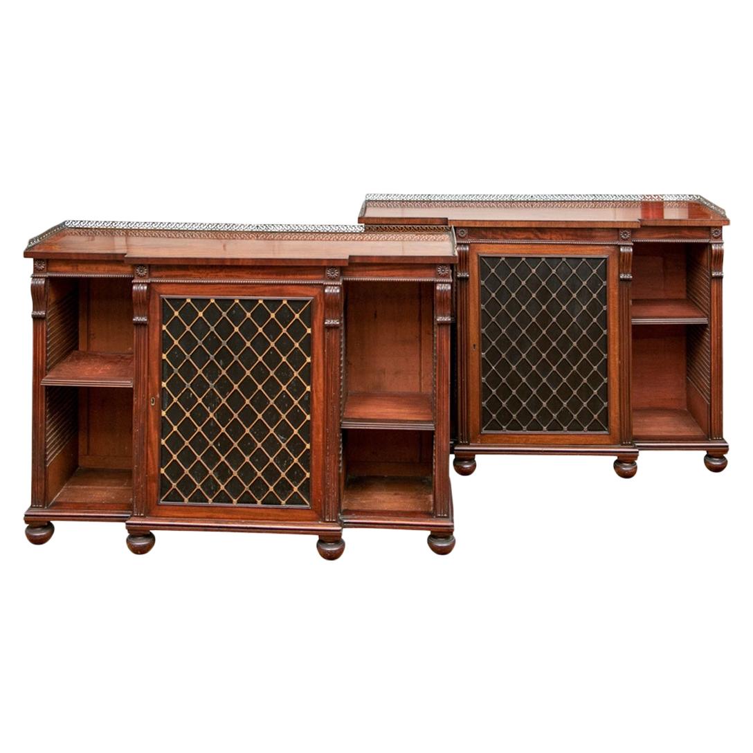 Fine and Notable Pair of Regency Style Bookcase Cabinets