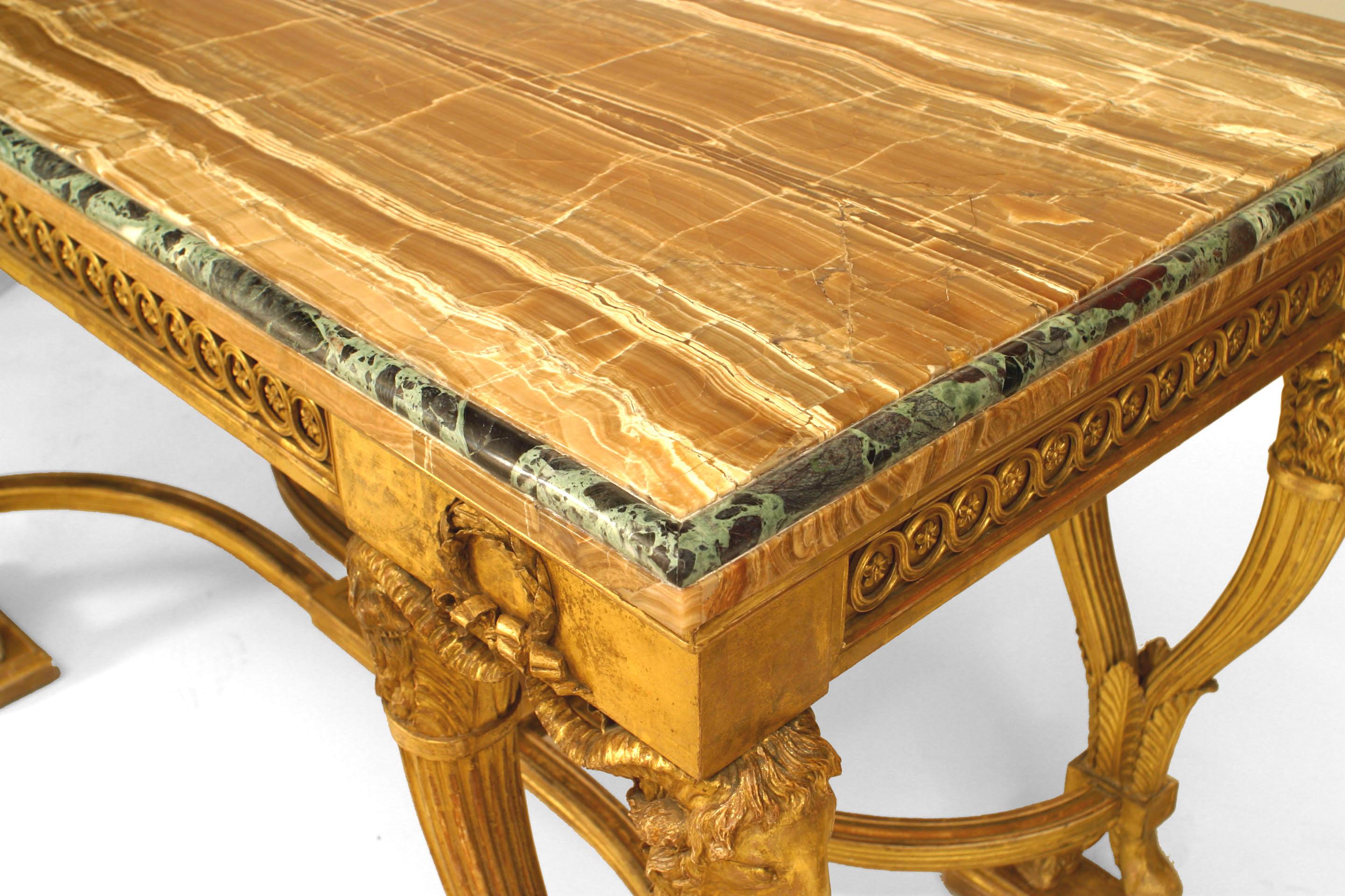 Neoclassical English Adam Gilt Marble Console Table For Sale