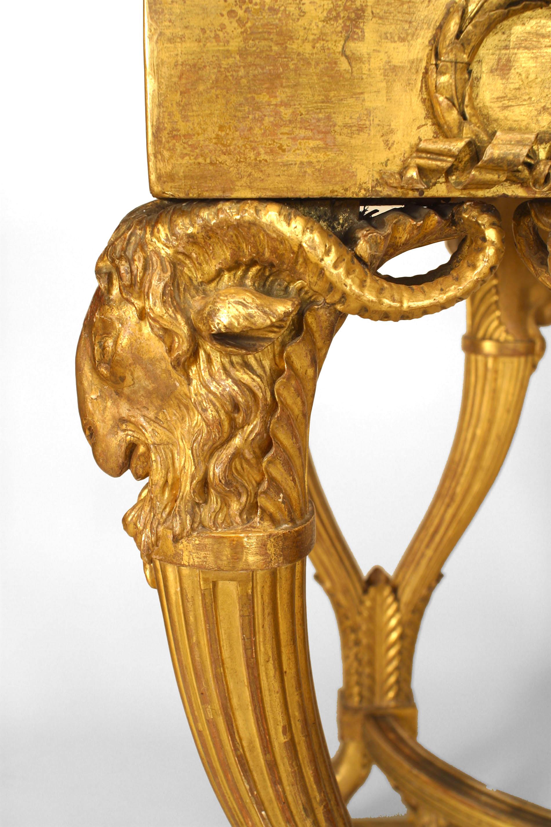 Alabaster English Adam Gilt Marble Console Table For Sale