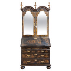 Fine and Rare 18th C  Georgian Black Lacquered and Chinoiserie Secretary