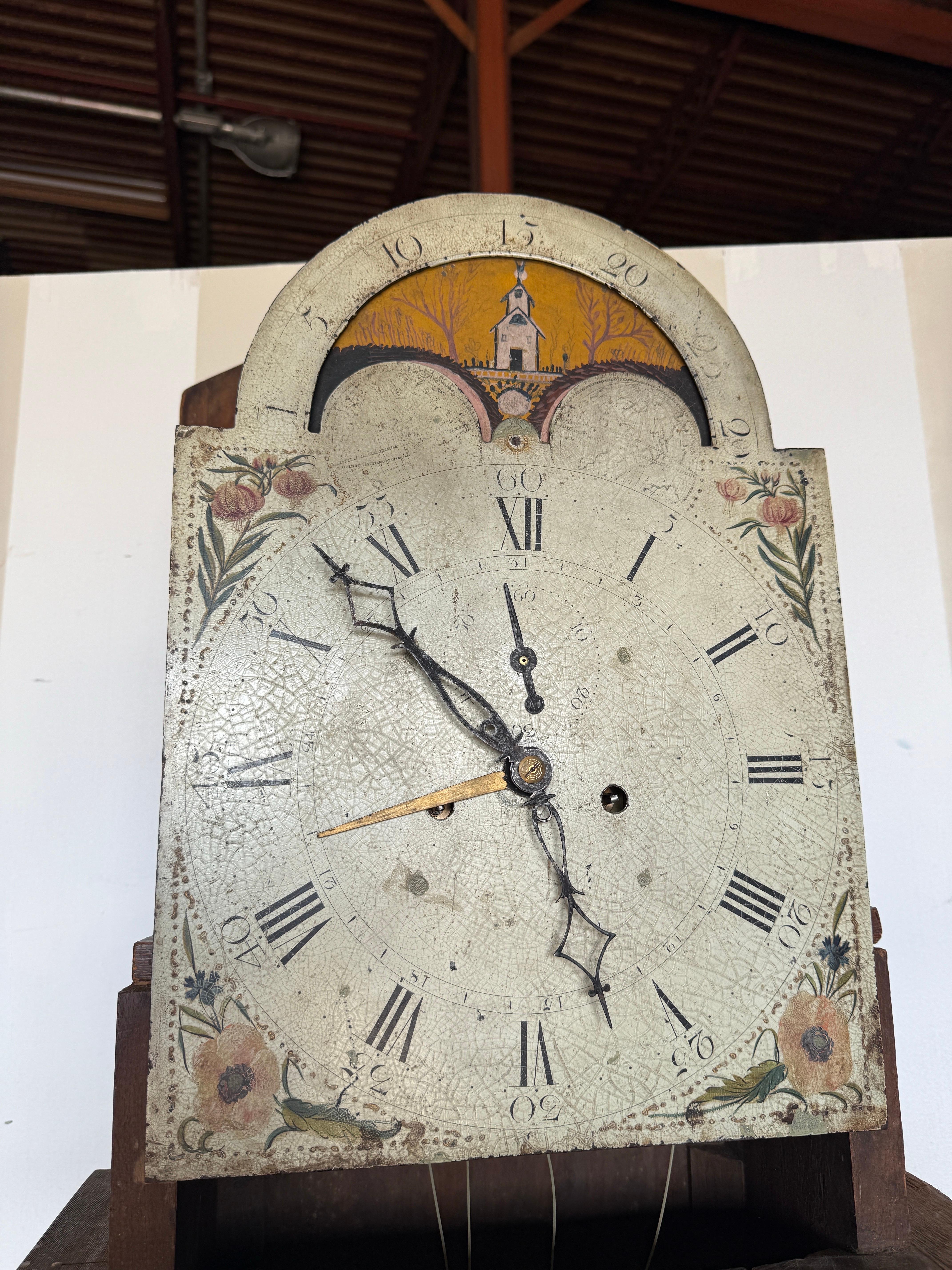 Fine and Rare 18th century Shenandoah Valley clock likely by Davis & Frye For Sale 2