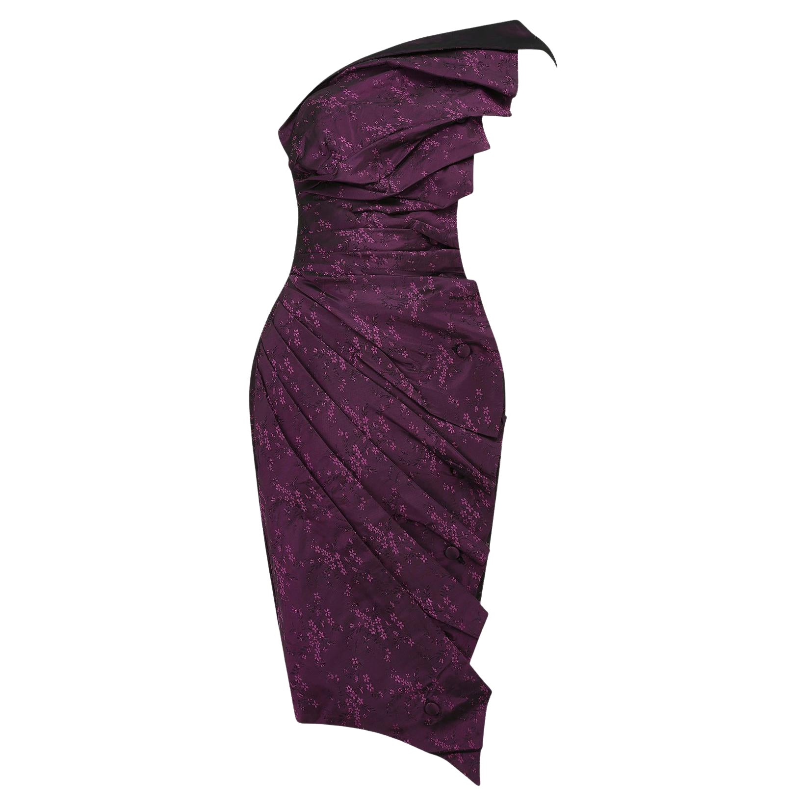 Fine and Rare 1986 Antony Price Purple Bird Dress (Robe oiseau violet) en vente