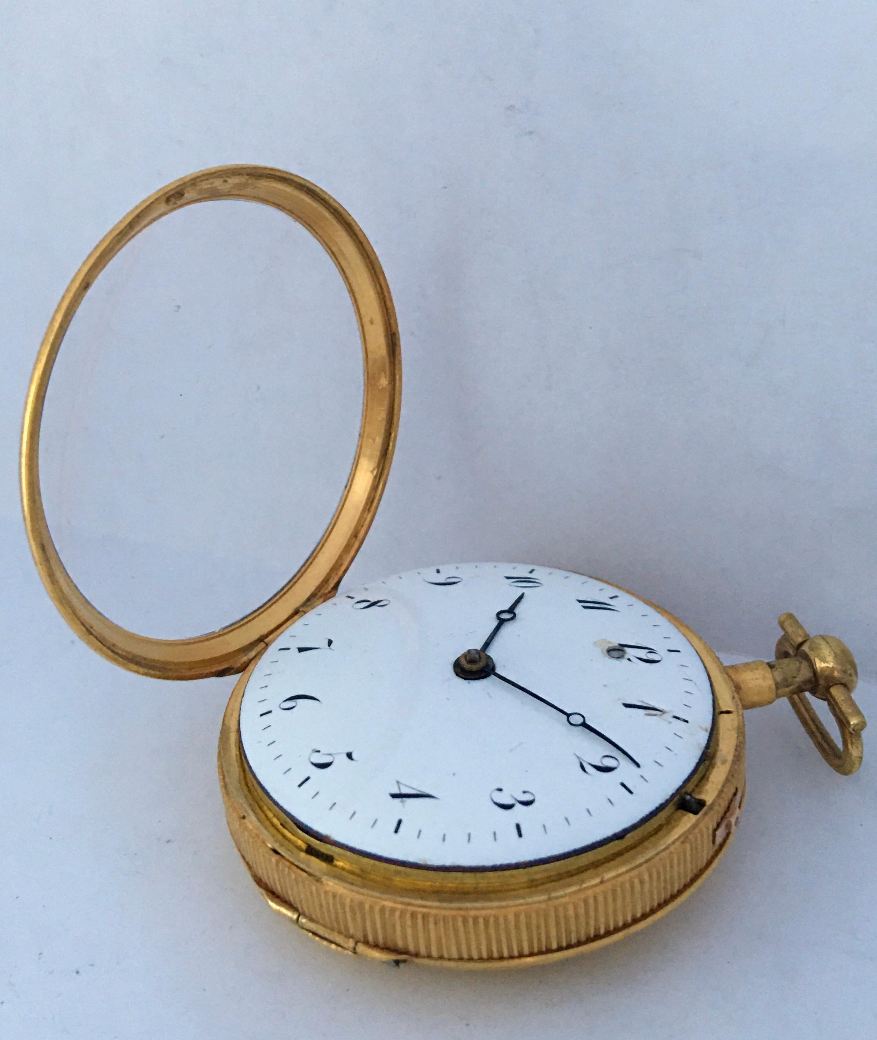Fine and Rare Antique Gold Quarter Repeater and Musical Pocket Watch For Sale 3