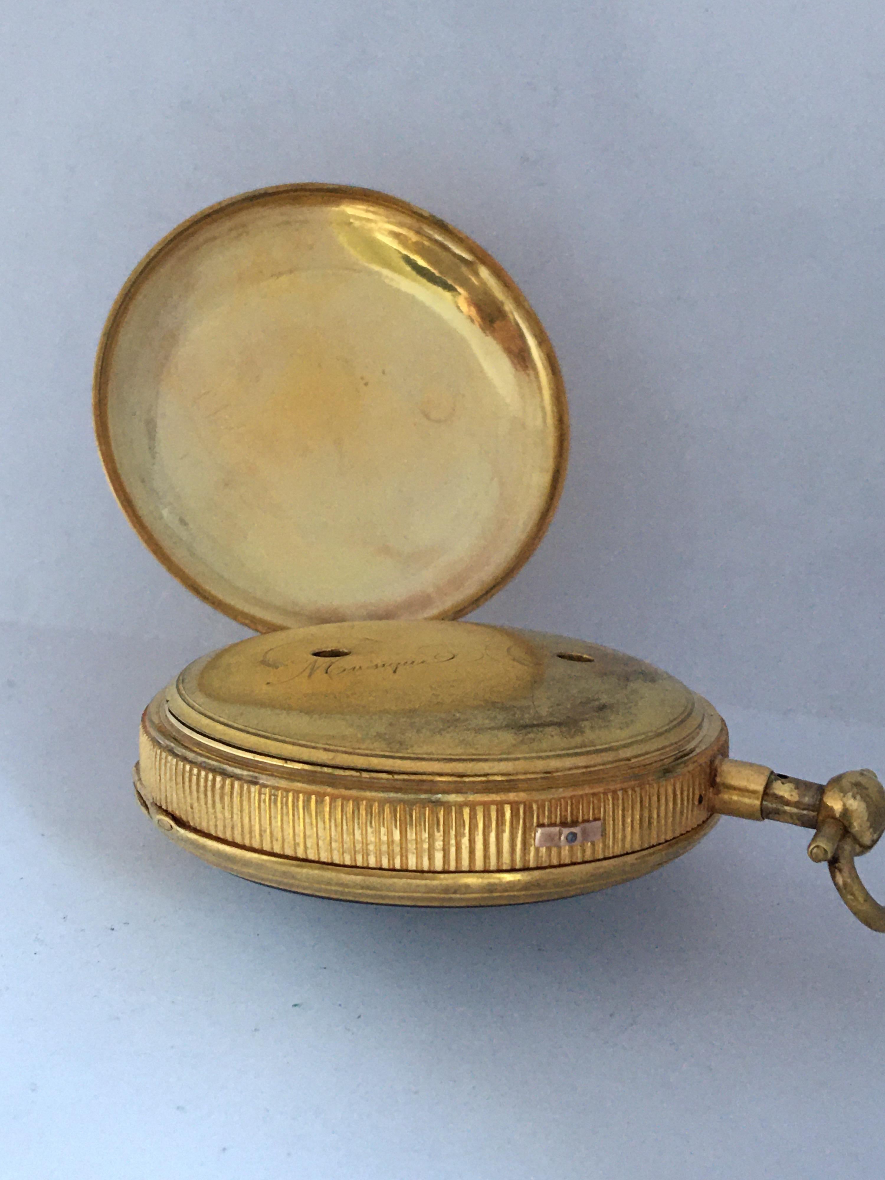 Fine and Rare Antique Gold Quarter Repeater and Musical Pocket Watch For Sale 5