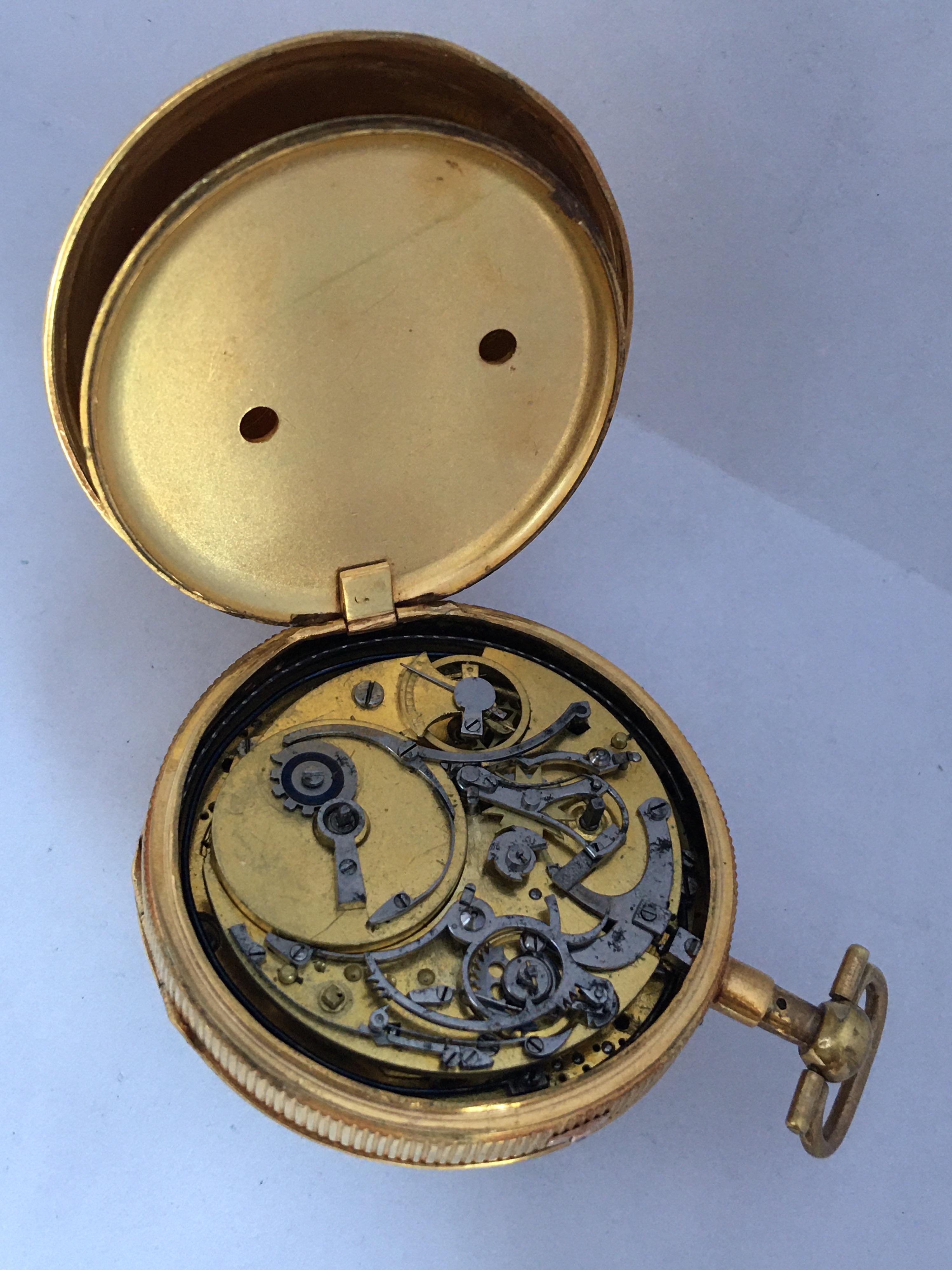 Fine and Rare Antique Gold Quarter Repeater and Musical Pocket Watch In Good Condition For Sale In Carlisle, GB