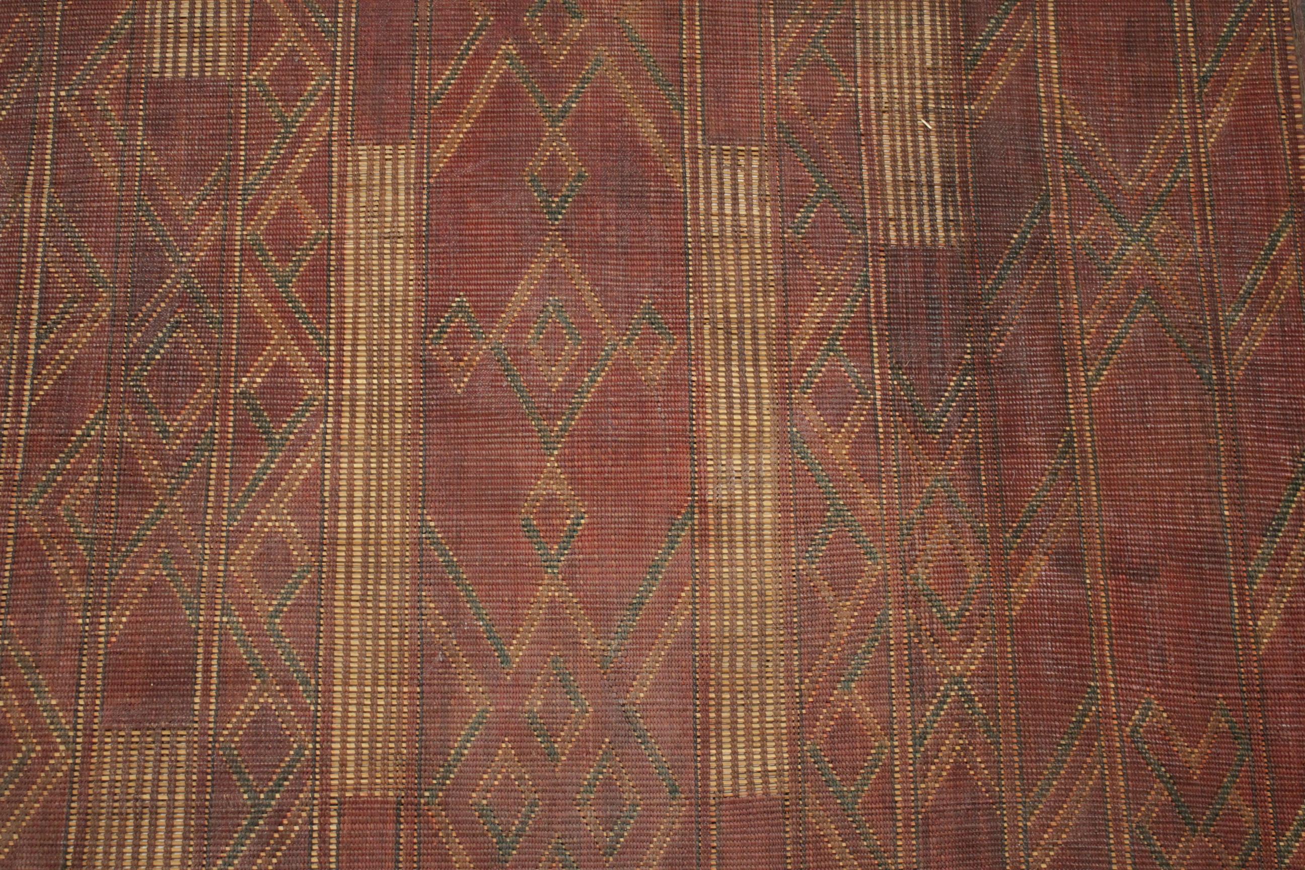 Tissé à la main Fine et rare tapis ancien Saharan Mauritanian Tuareg en roseau et cuir en vente