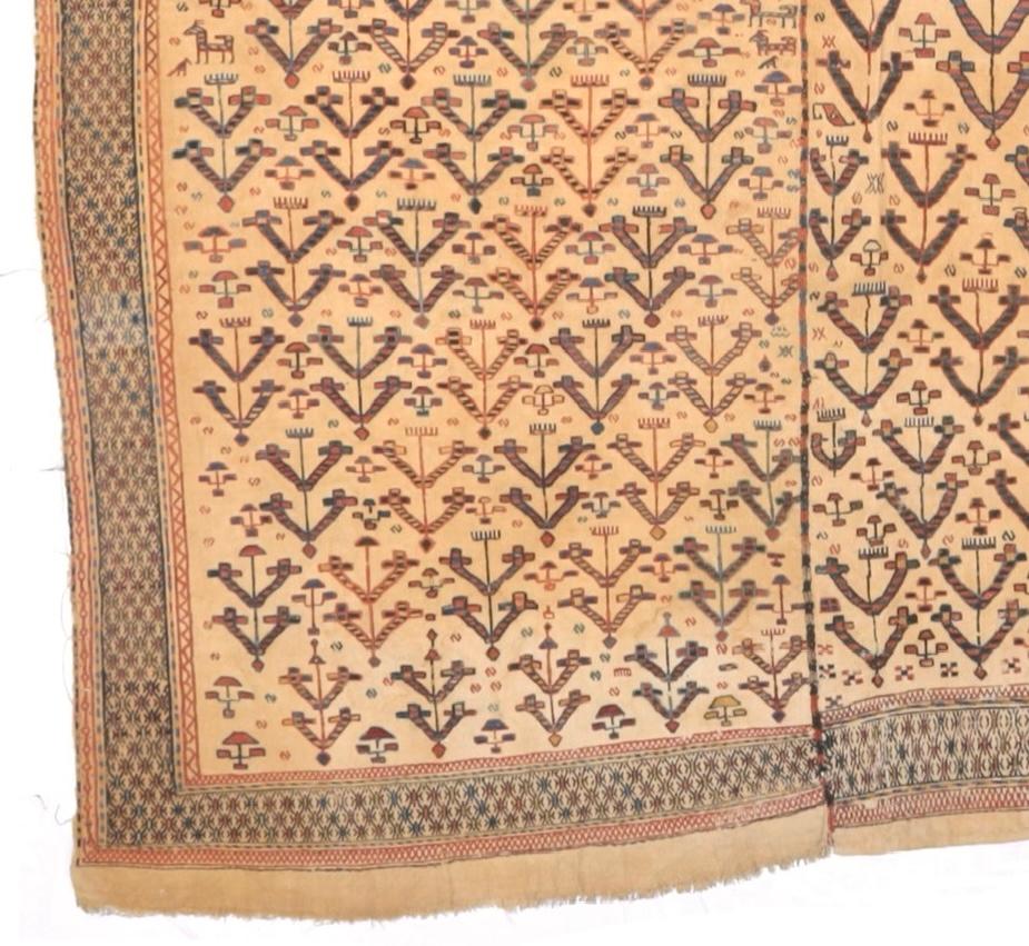 Caucasian Fine and Rare Antique Verheh Kilim Flat Weave Wool Rug 6’2” x 6’3” For Sale