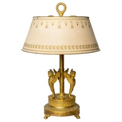 Antique Fine and Rare Empire Period Gilt Bronze Bouillotte Table Lamp