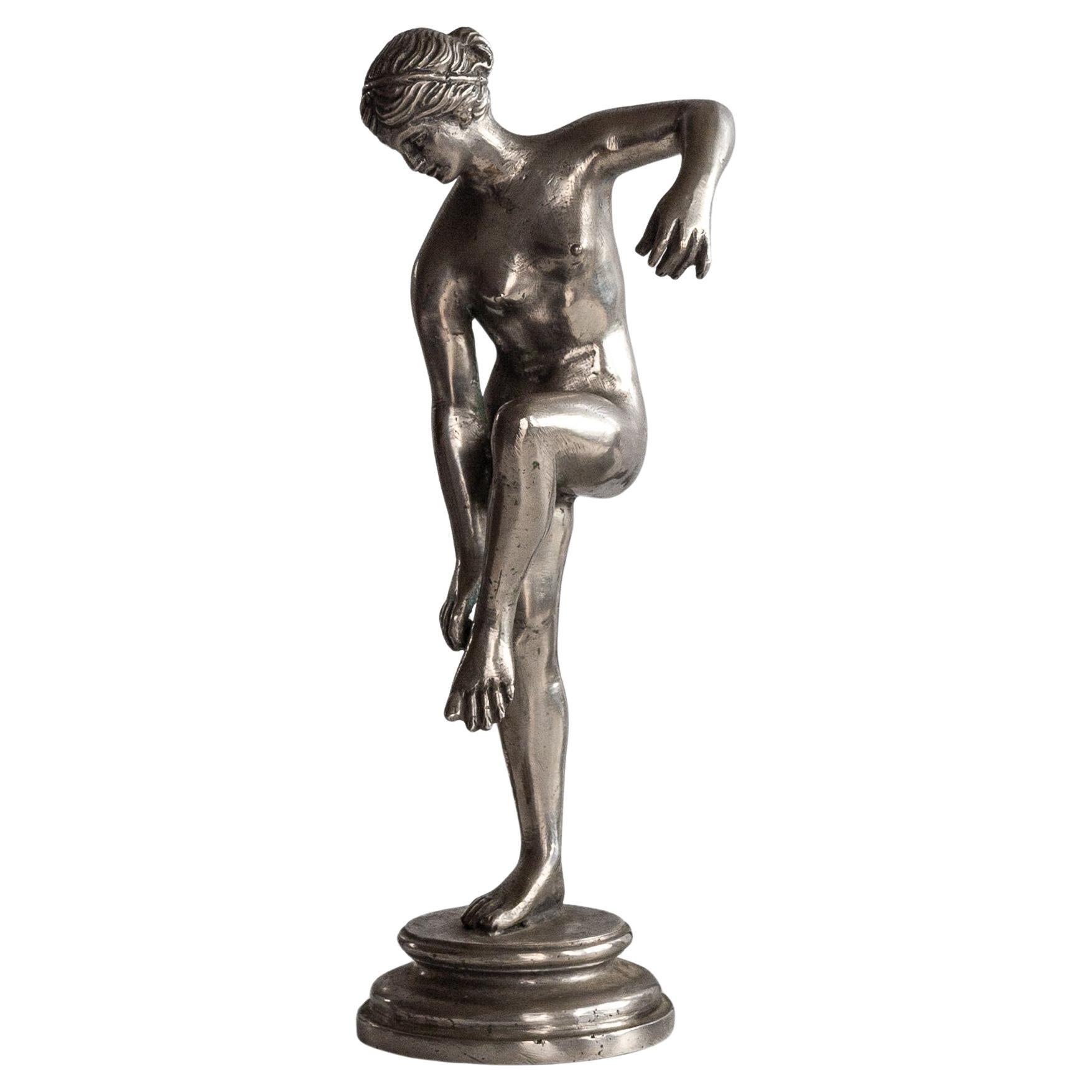 Neoclassical Female Pewter Metal Sculpture, Sweden, Art Deco Period