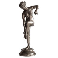 Neoclassical Female Pewter Metal Sculpture, Sweden, Art Deco Period
