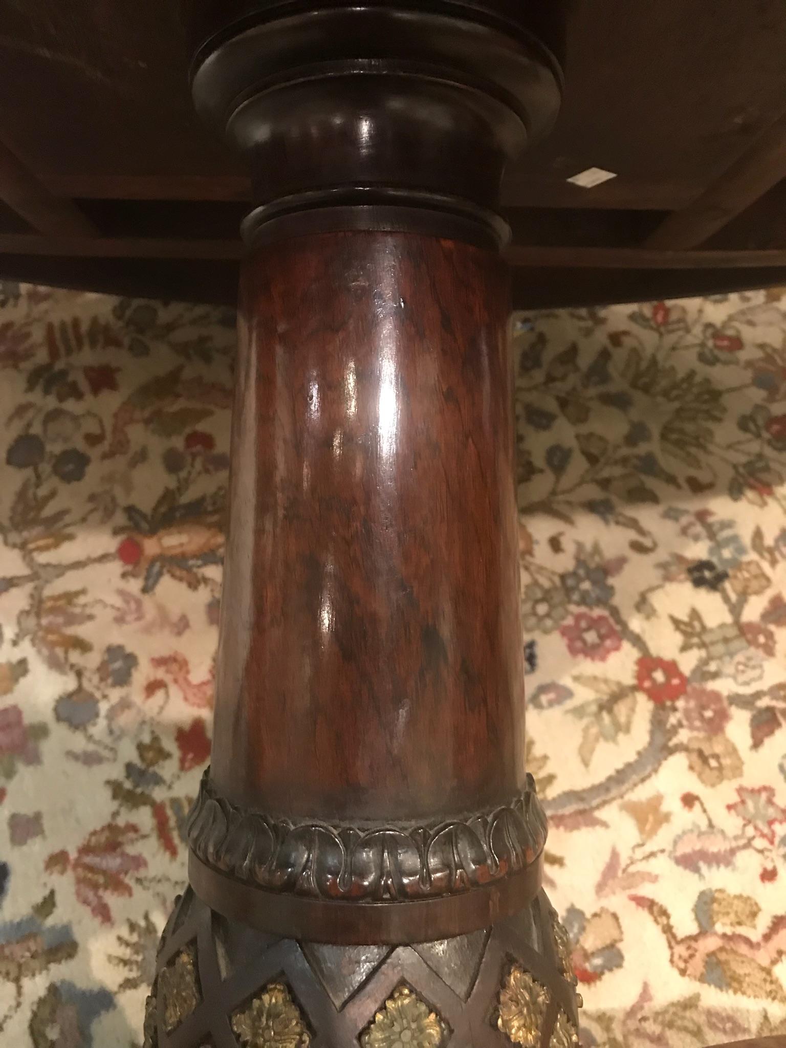 19th Century English Regency Period Rosewood and Brass Tilt-Top Table For Sale