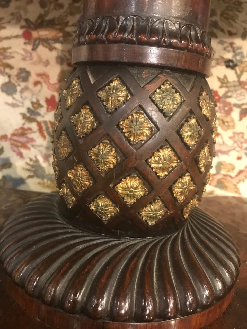 English Regency Period Rosewood and Brass Tilt-Top Table For Sale 2