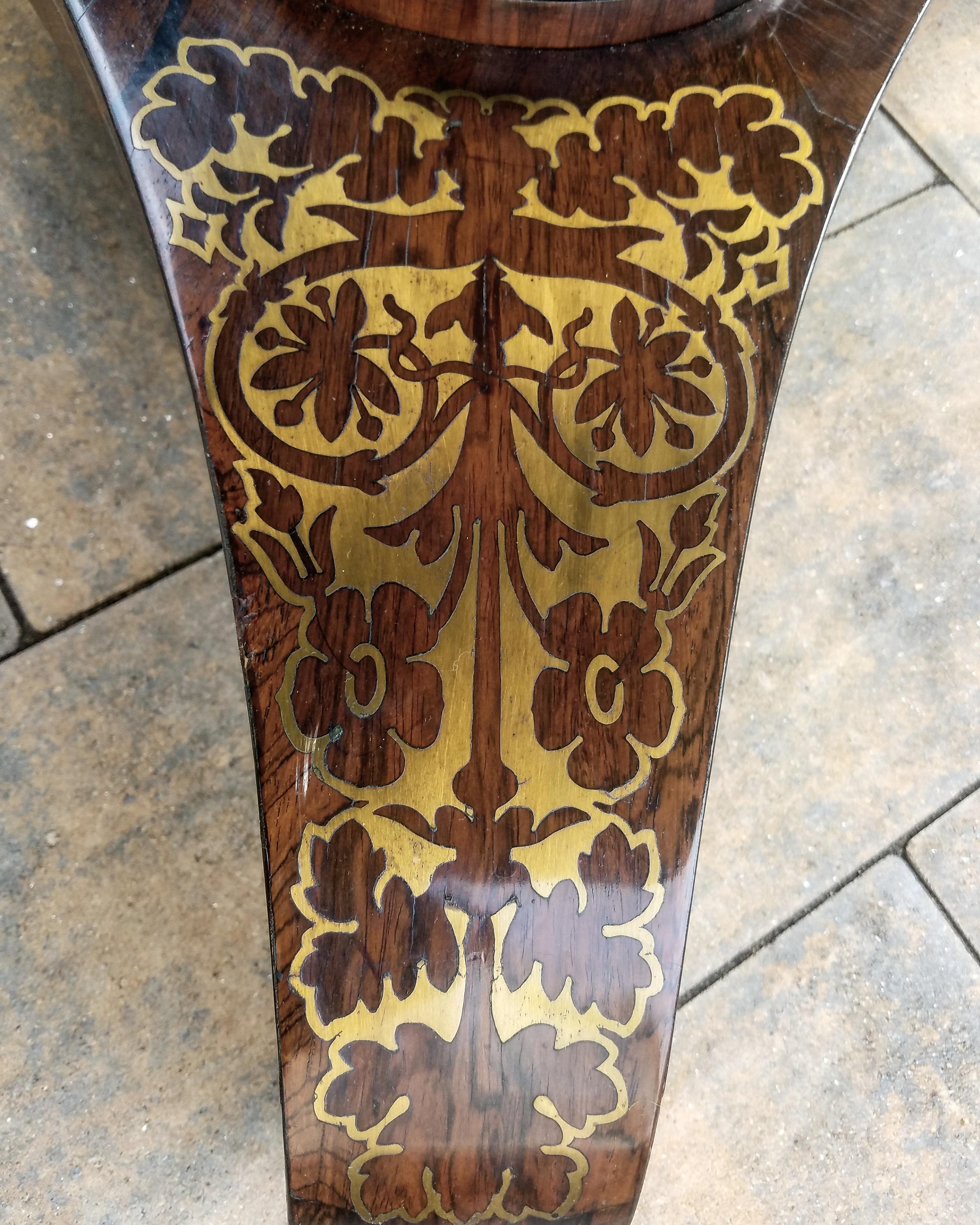 English Regency Period Rosewood and Brass Tilt-Top Table For Sale 5