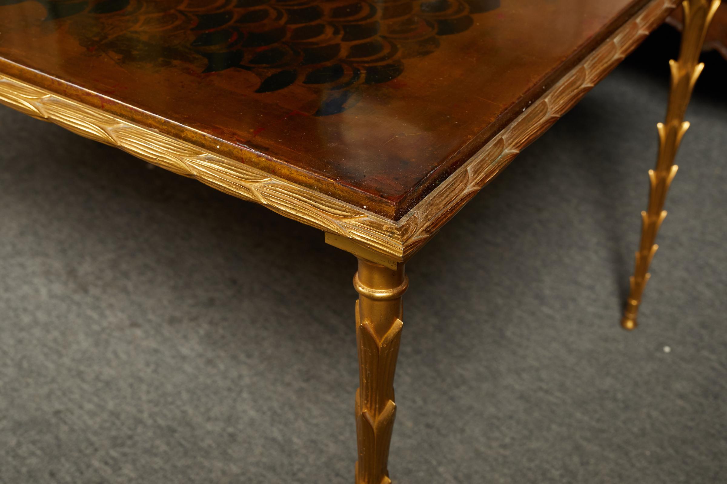 French Fine and Rare Gilt Bronze Coffee Table by Maison Baguès
