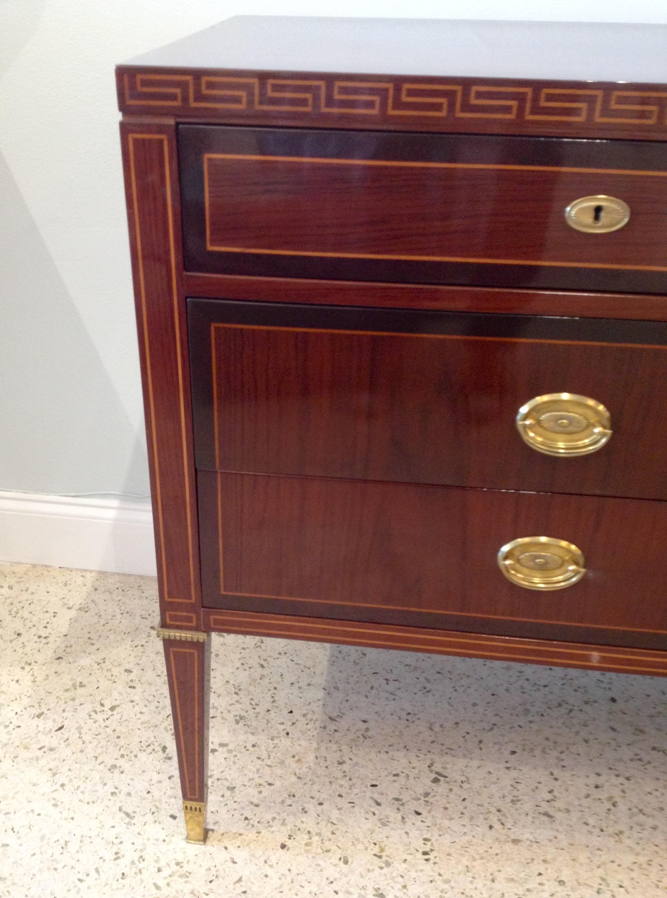 Bronze Fine and Rare Italian Modern Marquetry Commode For Sale