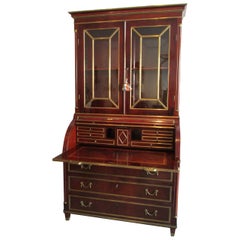 Fine and Rare Late 18th Century Russian Mahogany Roll Top Secretary