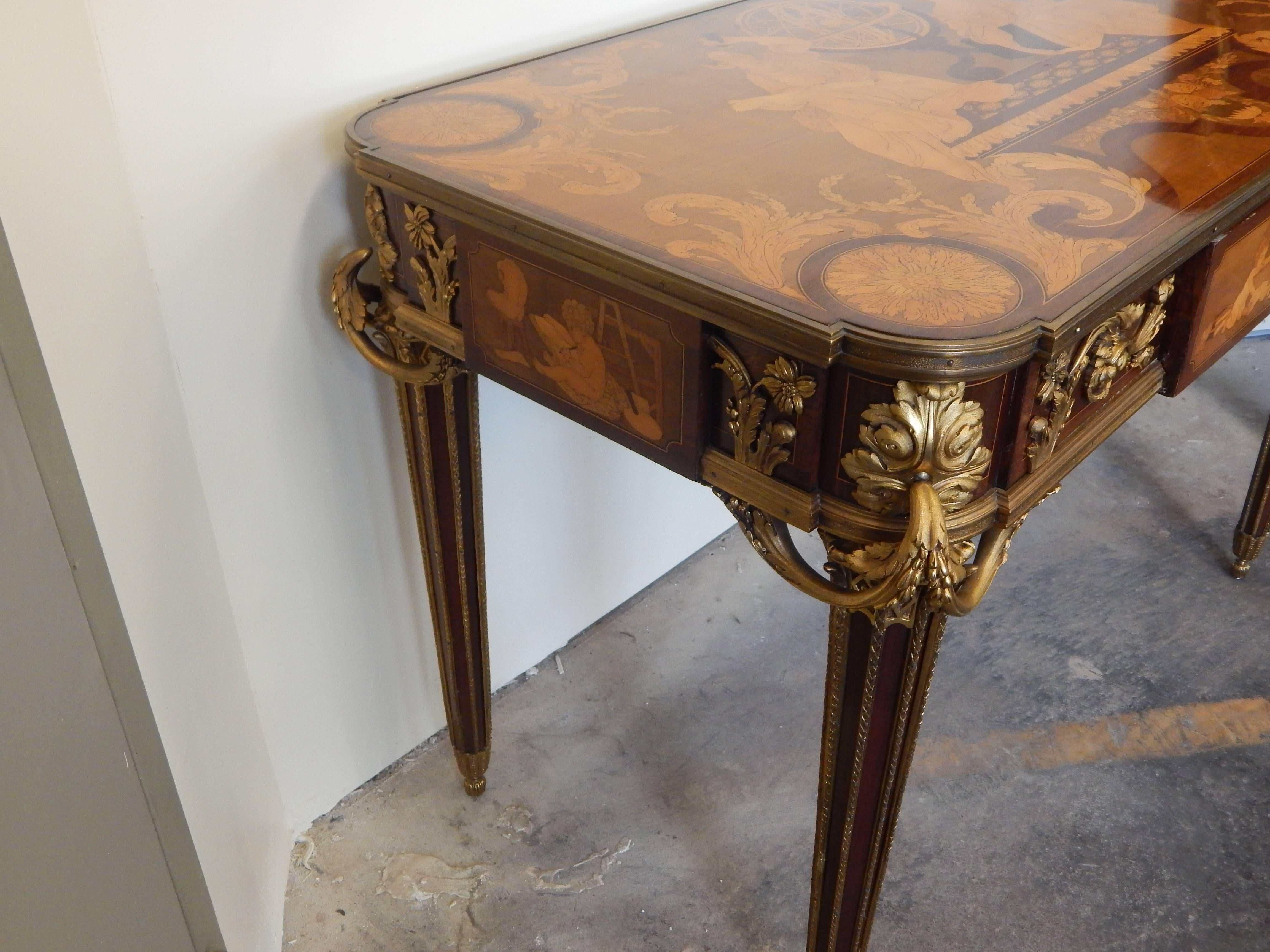 Fine and Rare Louis XVI Style Ormolu Mtd Inlaid Table De Salon  Francois Linke For Sale 9