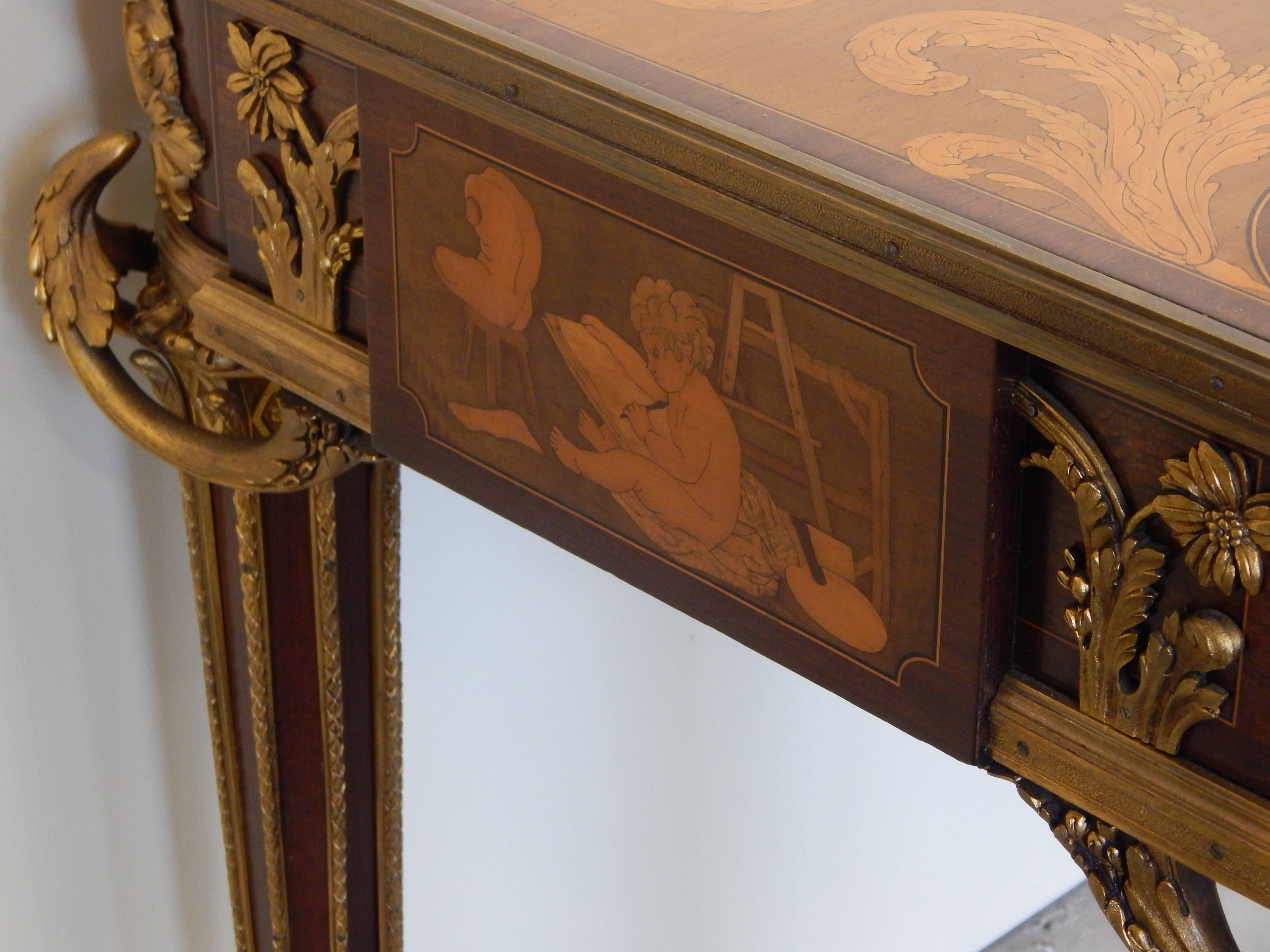 Fine and Rare Louis XVI Style Ormolu Mtd Inlaid Table De Salon  Francois Linke For Sale 10
