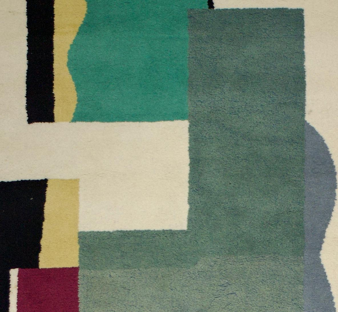 Fine and Rare Mid Century French Wool Rug Design by Fernand Lager 4’7