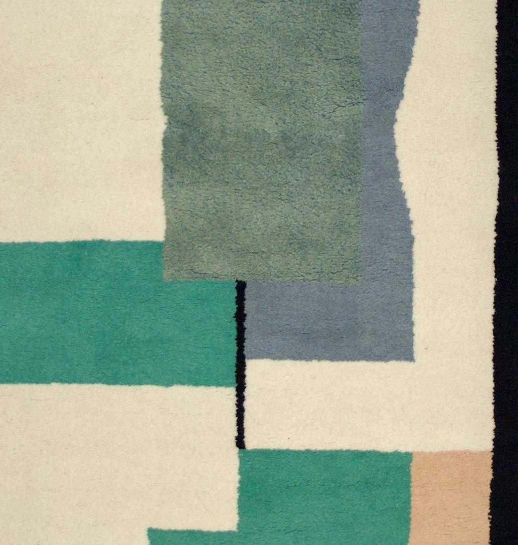 20th Century Fine and Rare Mid Century French Wool Rug Design by Fernand Lager 4’7