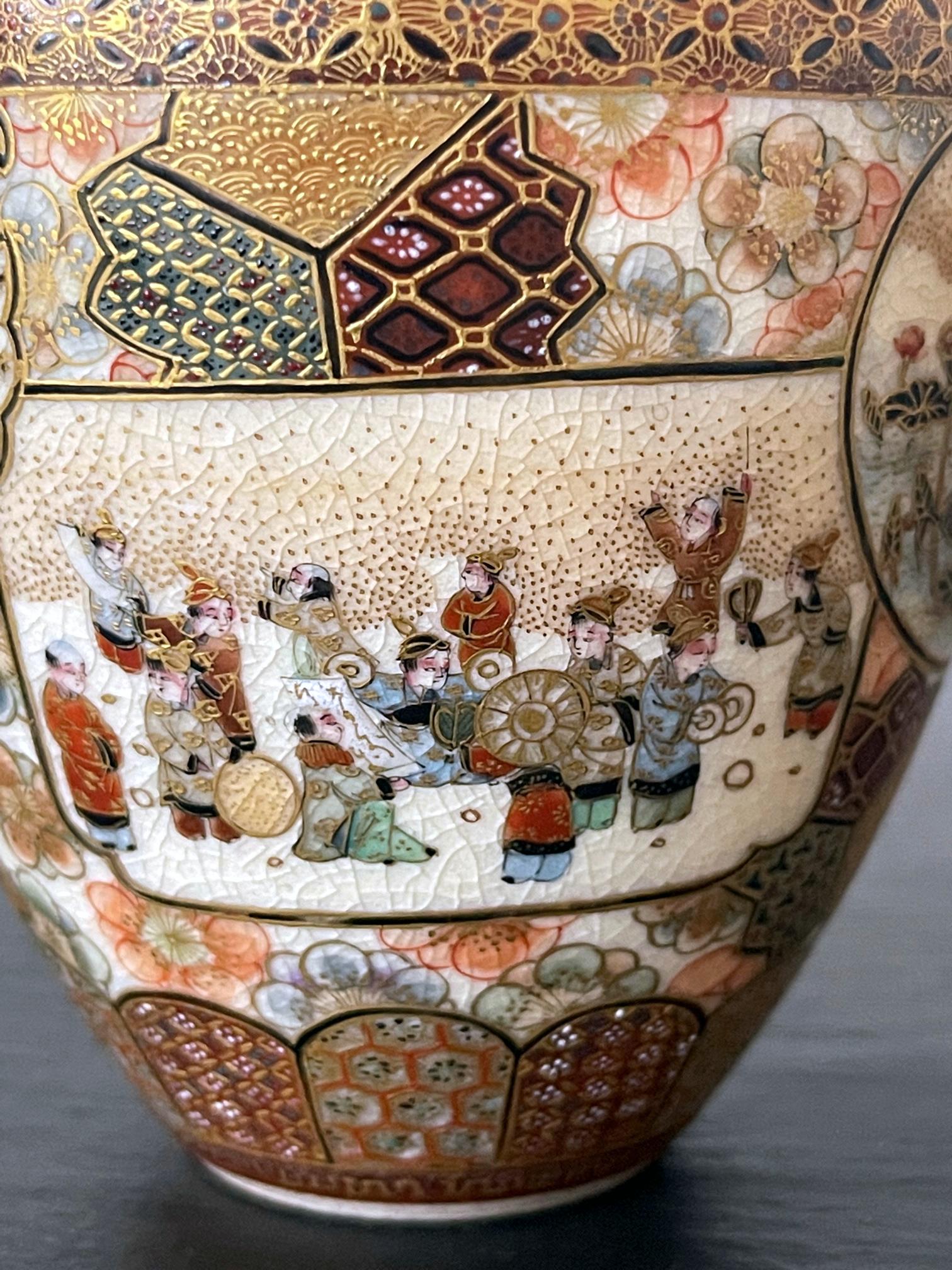 Late 19th Century Fine and Rare Miniature Satsuma Vase by Taizan Yohei For Sale