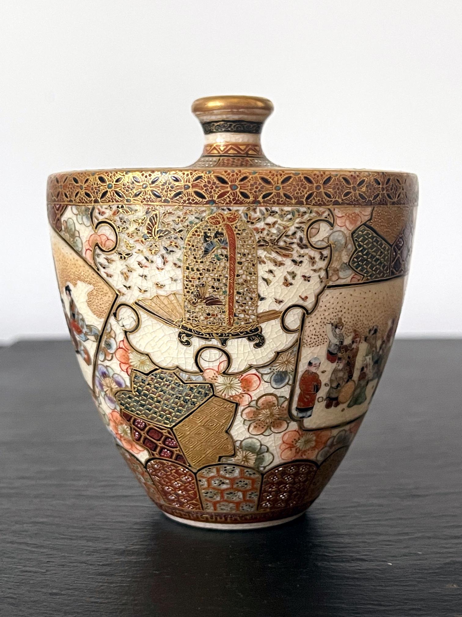 Japonisme Fine and Rare Miniature Satsuma Vase by Taizan Yohei For Sale