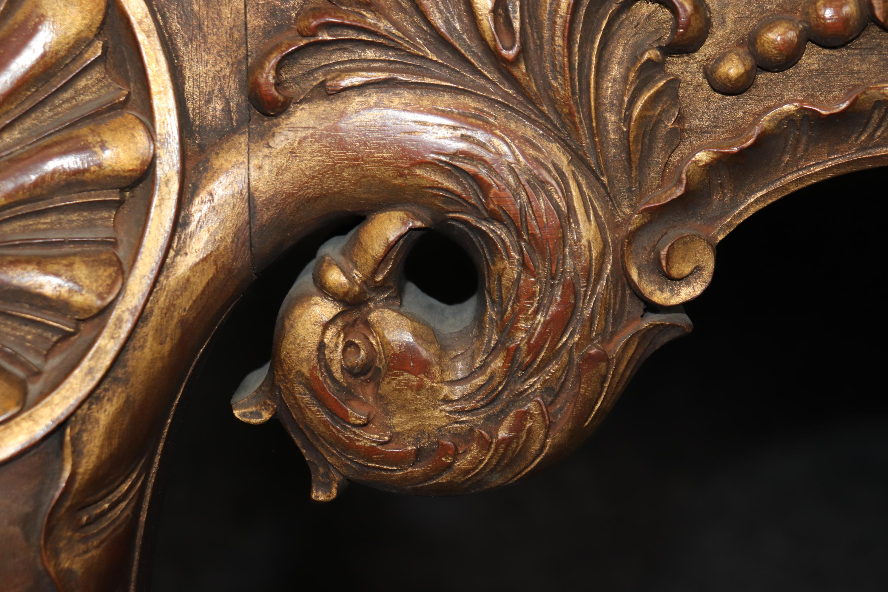 Fine and Rare Pair Carved Walnut English Georgian Giltwood Console Tables For Sale 6