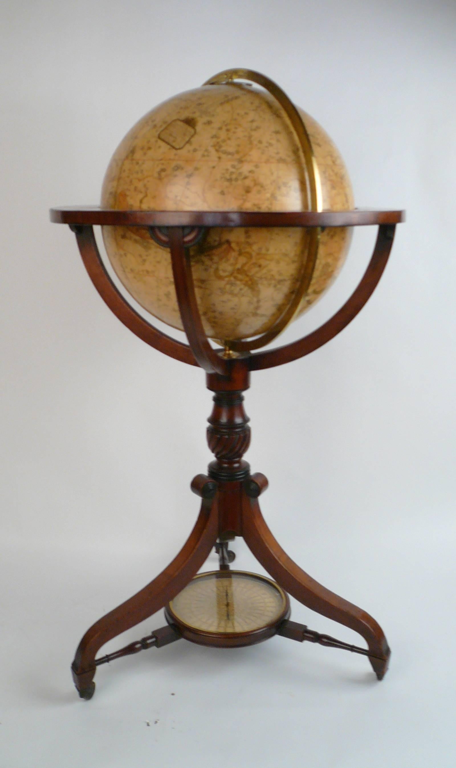 Fine and Rare Pair of English Regency Floor Standing Library Globes 4