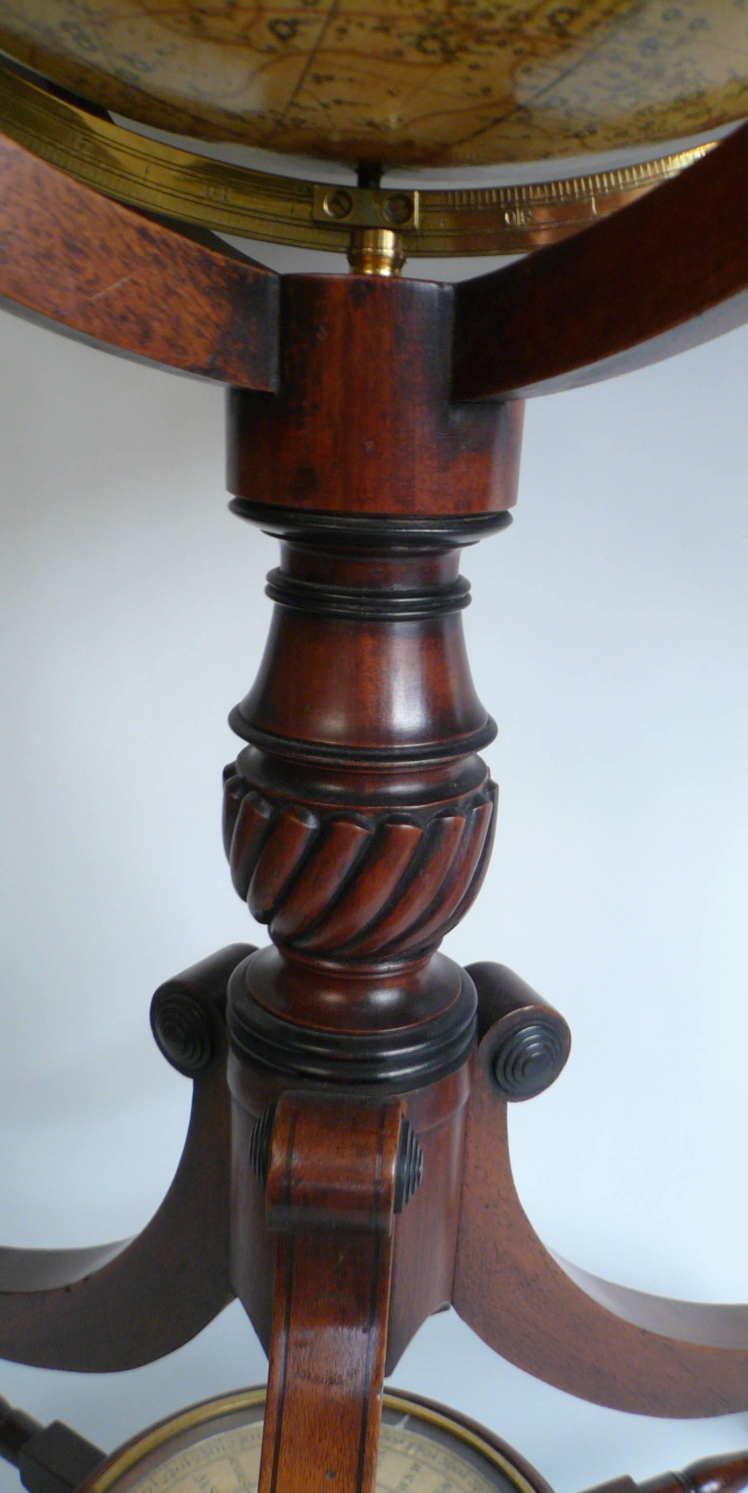 Fine and Rare Pair of English Regency Floor Standing Library Globes In Excellent Condition In Pittsburgh, PA