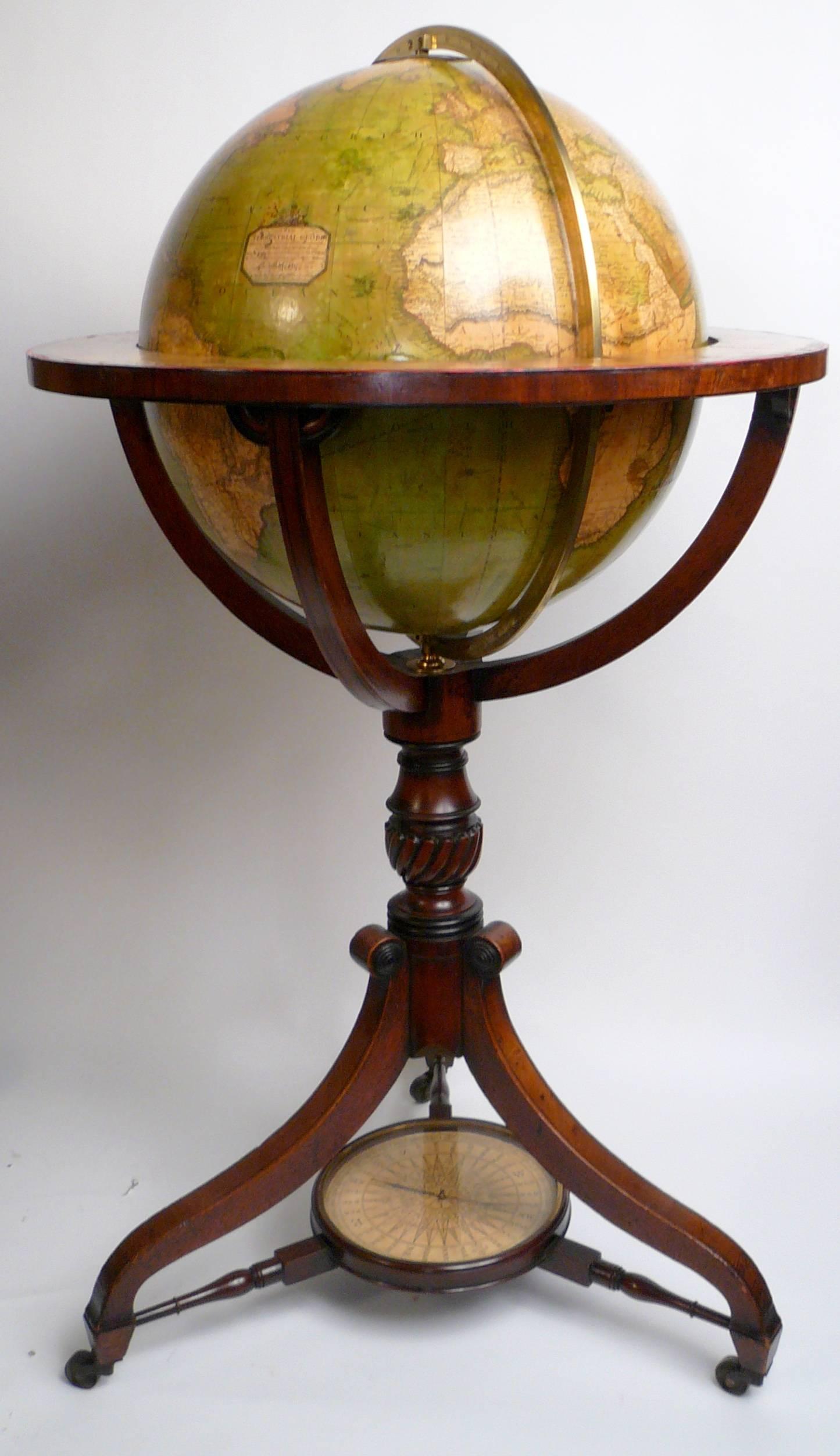 Fine and Rare Pair of English Regency Floor Standing Library Globes 3