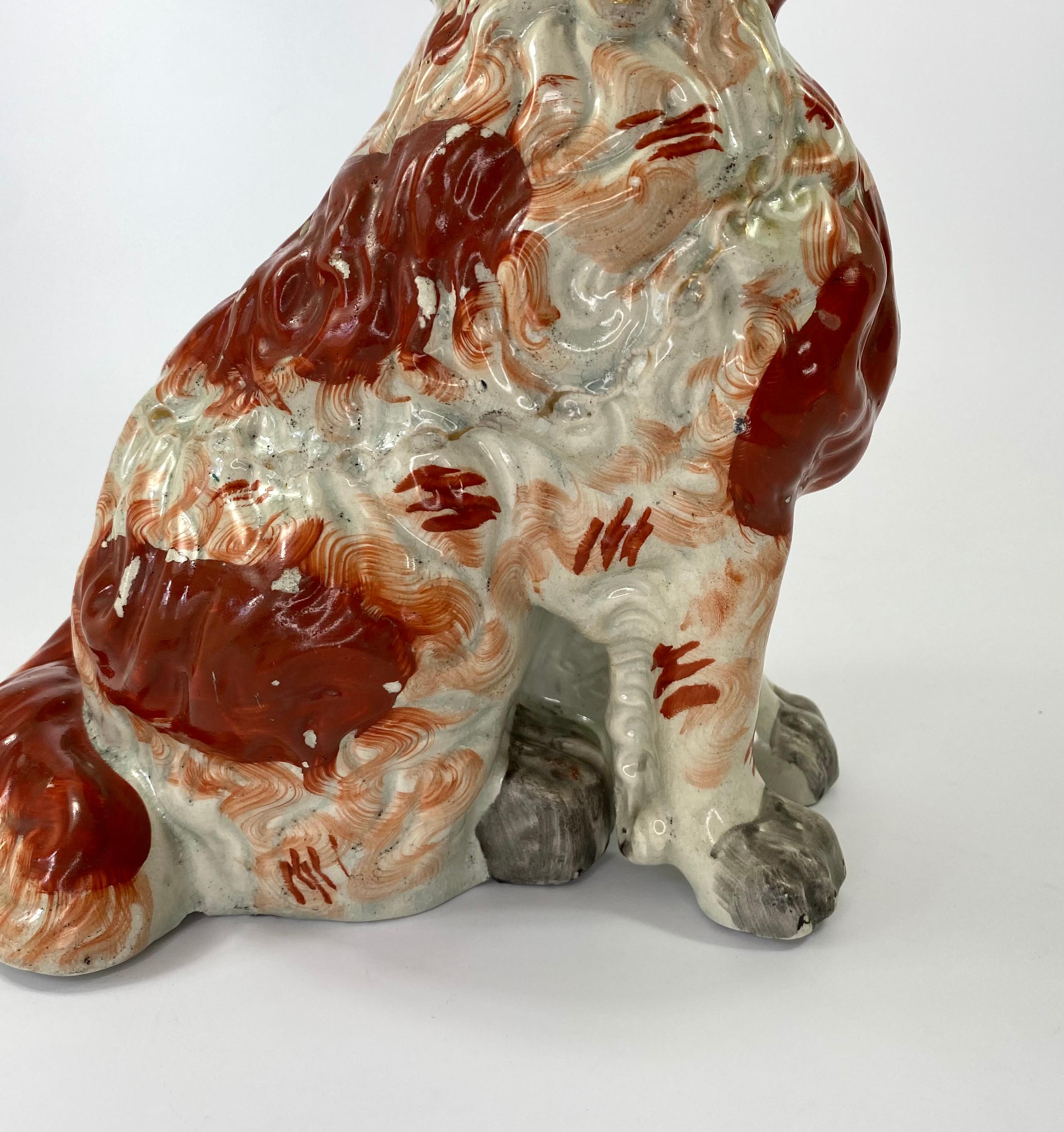 Fine and Rare Pair of Large Staffordshire Spaniels, c. 1840 3