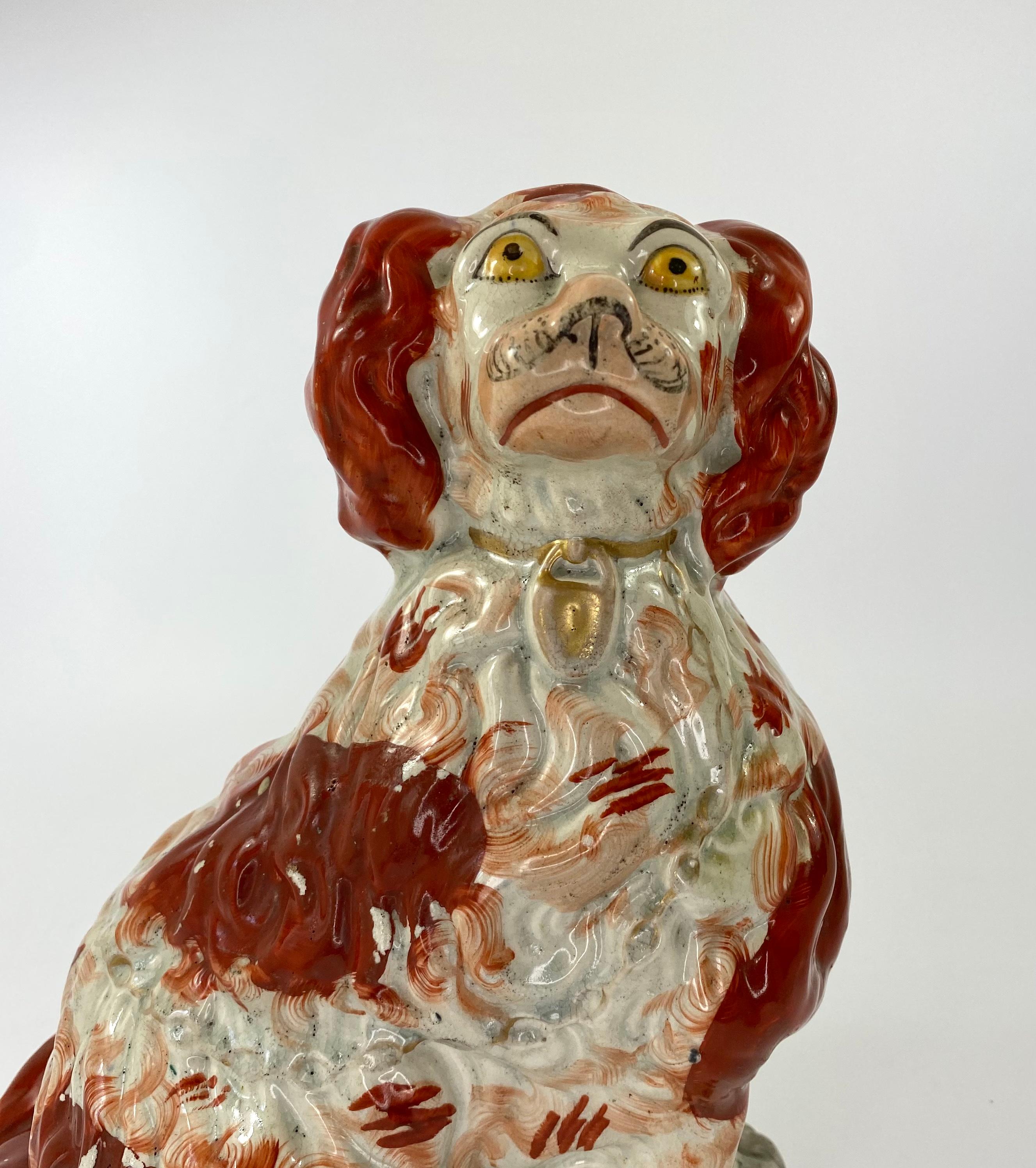Fine and Rare Pair of Large Staffordshire Spaniels, c. 1840 4