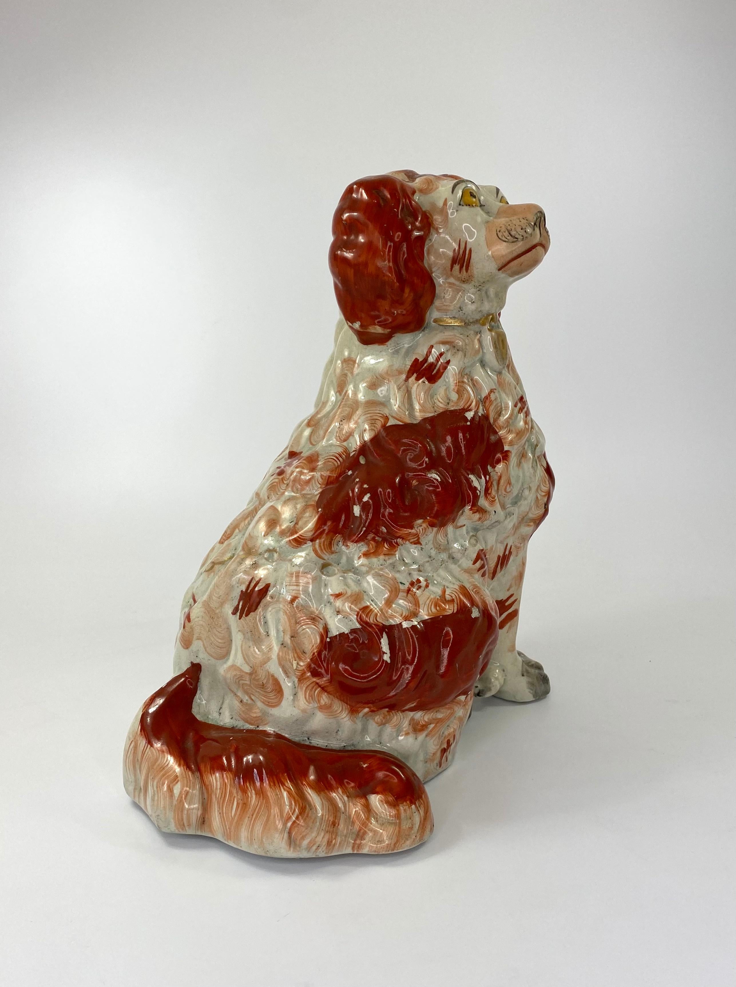 Fine and Rare Pair of Large Staffordshire Spaniels, c. 1840 6