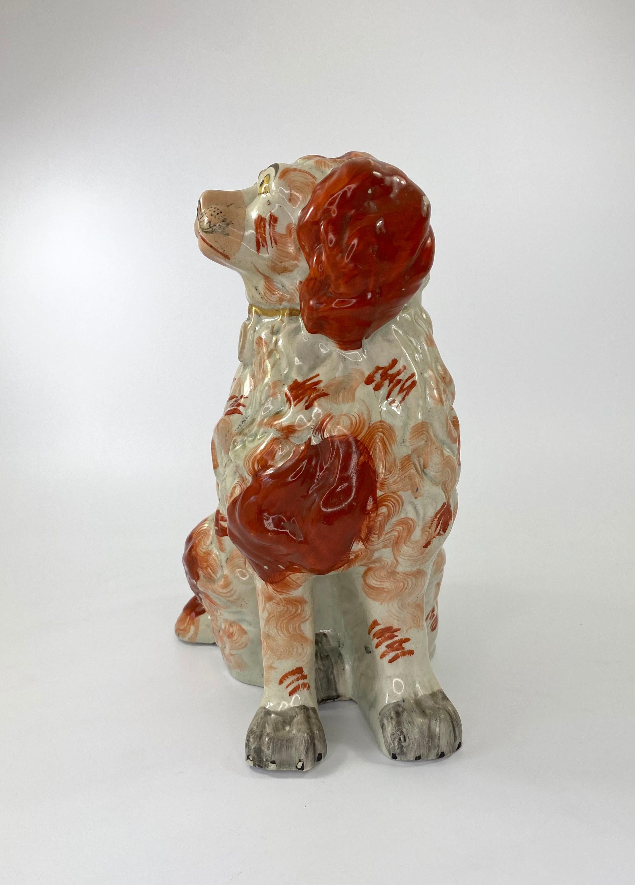 Fine and Rare Pair of Large Staffordshire Spaniels, c. 1840 8