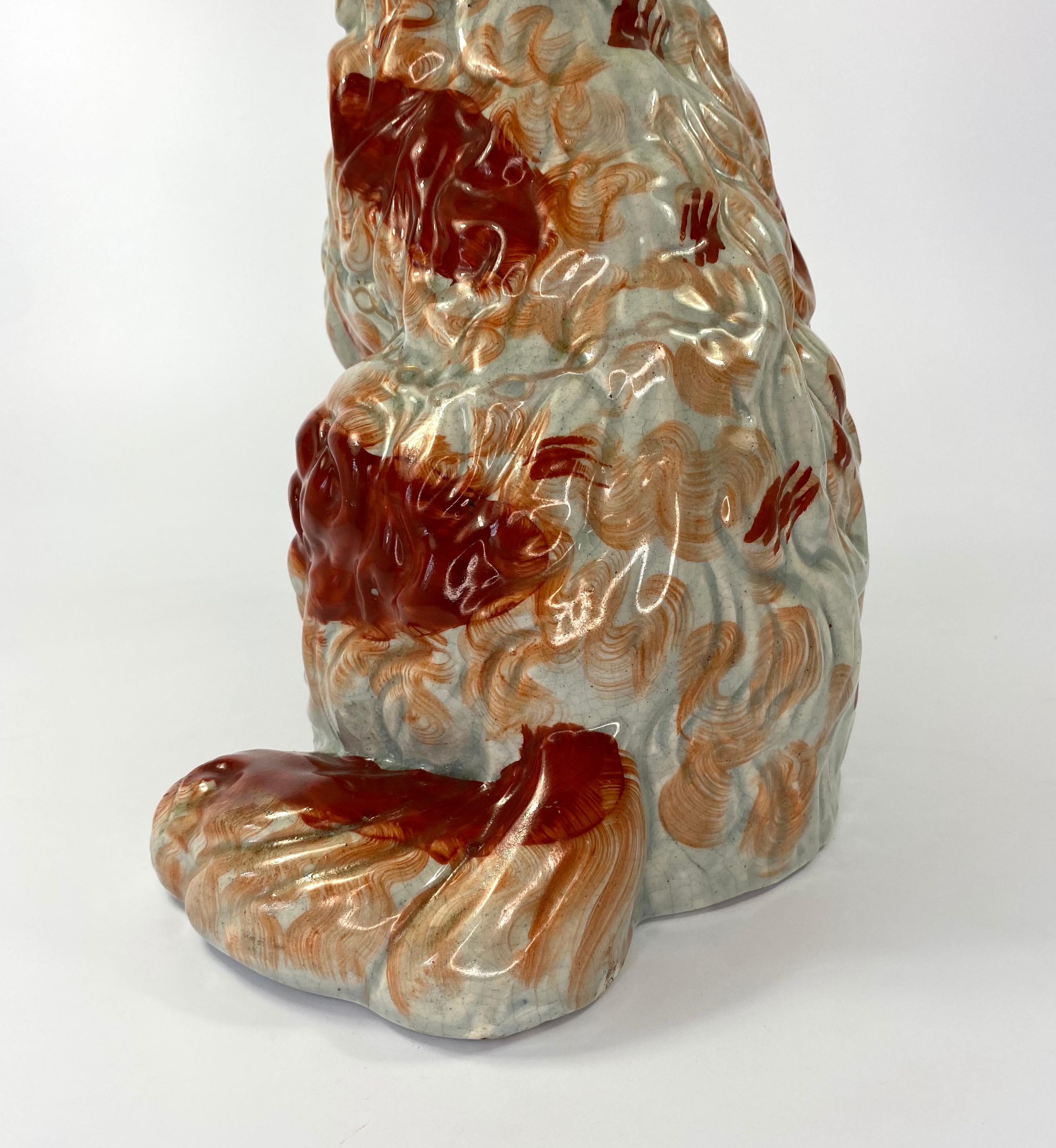 Earthenware Fine and Rare Pair of Large Staffordshire Spaniels, c. 1840