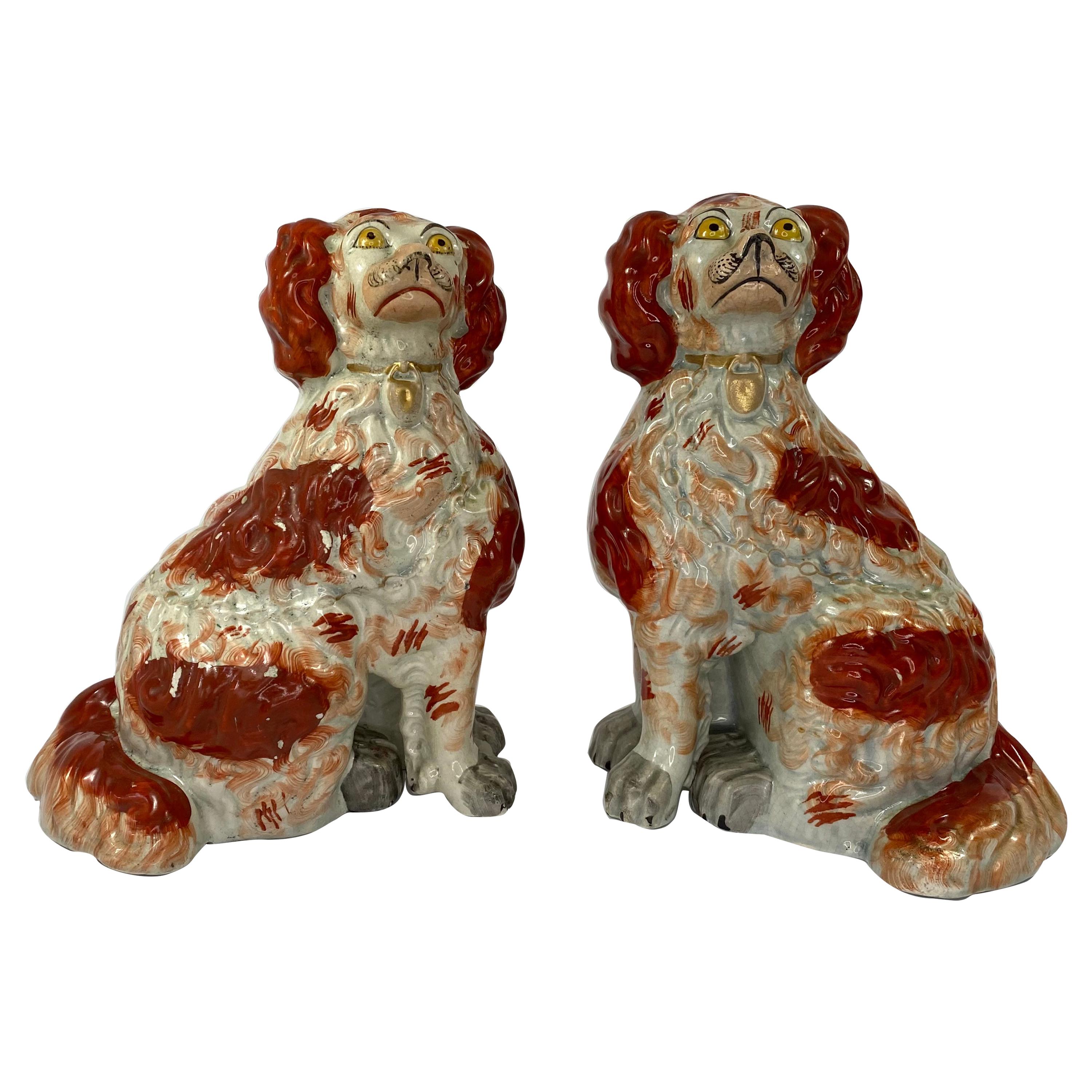 Fine and Rare Pair of Large Staffordshire Spaniels, c. 1840