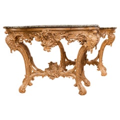 Antique Fine and Rare Pair of Late 18th Century Italian Louis XV Silver Gilt Consoles