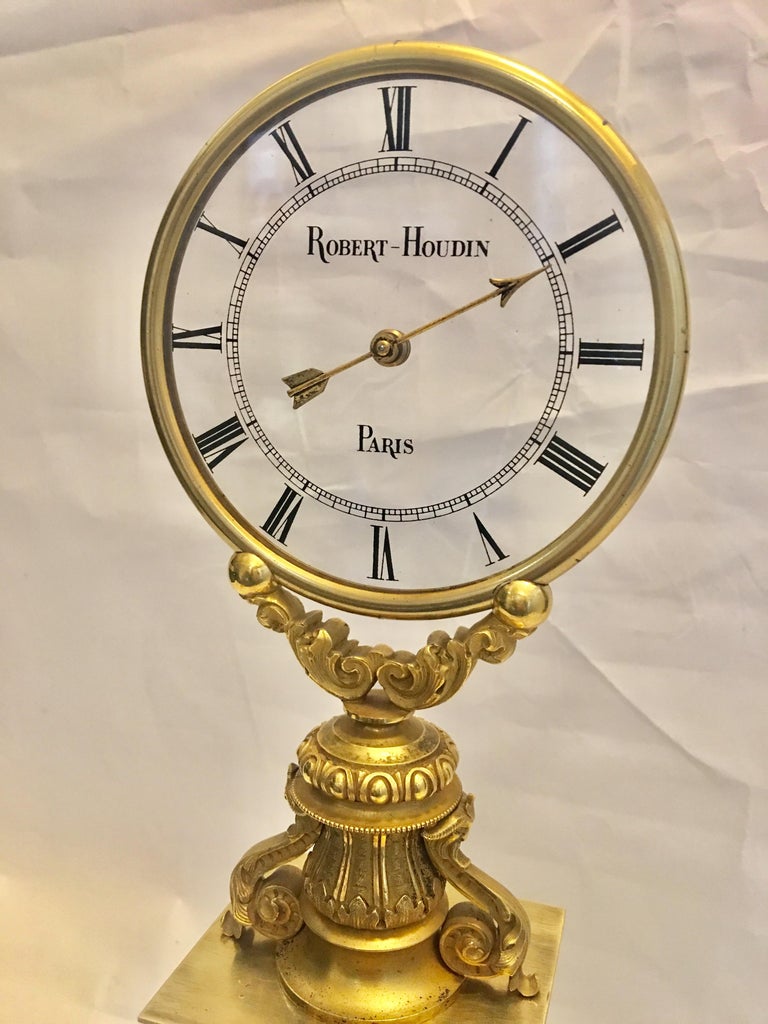 A Fine RobertHoudin 19th Century Gilt Bronze Striking Mystery Clock at