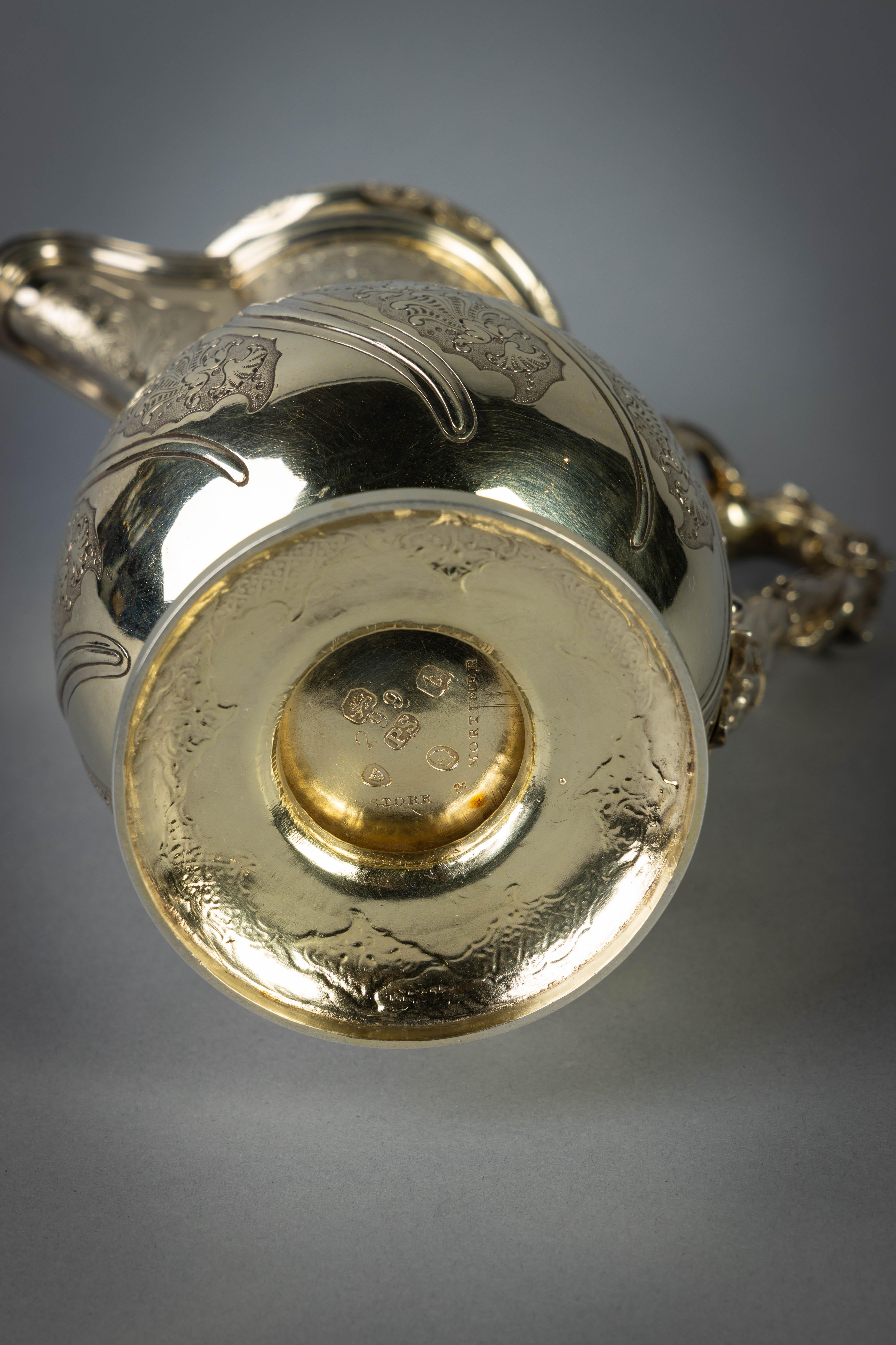 Fine and Rare William IV English Silver Gilt Coffee Jug For Sale 3