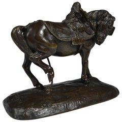 Fine and Small Antique Bronze of a Packhorse by T. Gechner