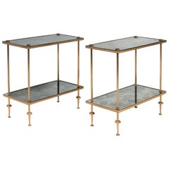 Fine and Stylish Pair of Gilt Bronze and Mirrored Glass Étagères, French, 1950