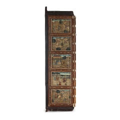 Pair of Indian wooden doors with painted decoration