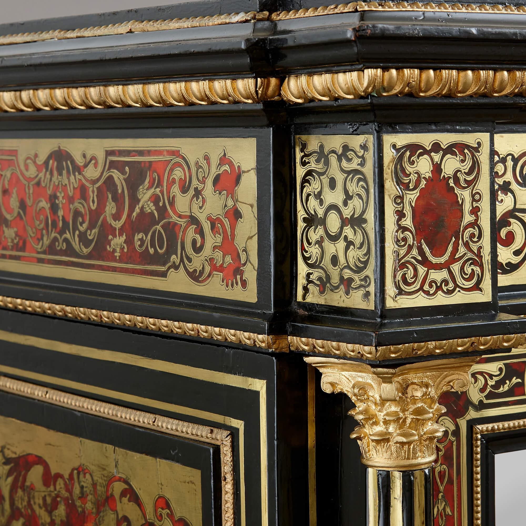 Ébénisé Fine et inhabituelle armoire en marqueterie française de Boulle d'époque Napoléon III en vente