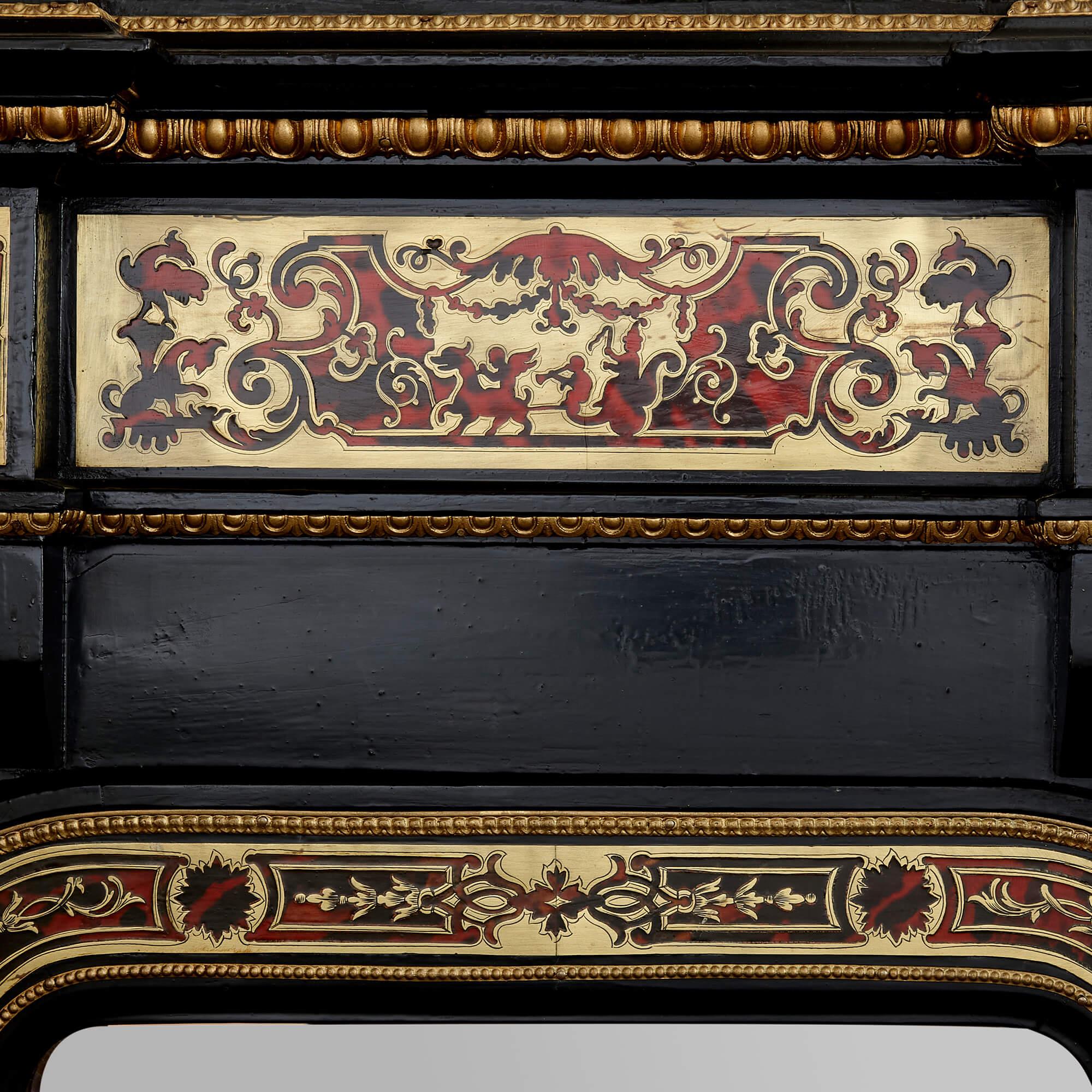 Ormolu Fine and Unusual Napoleon III period antique French Boulle marquetry cabinet For Sale