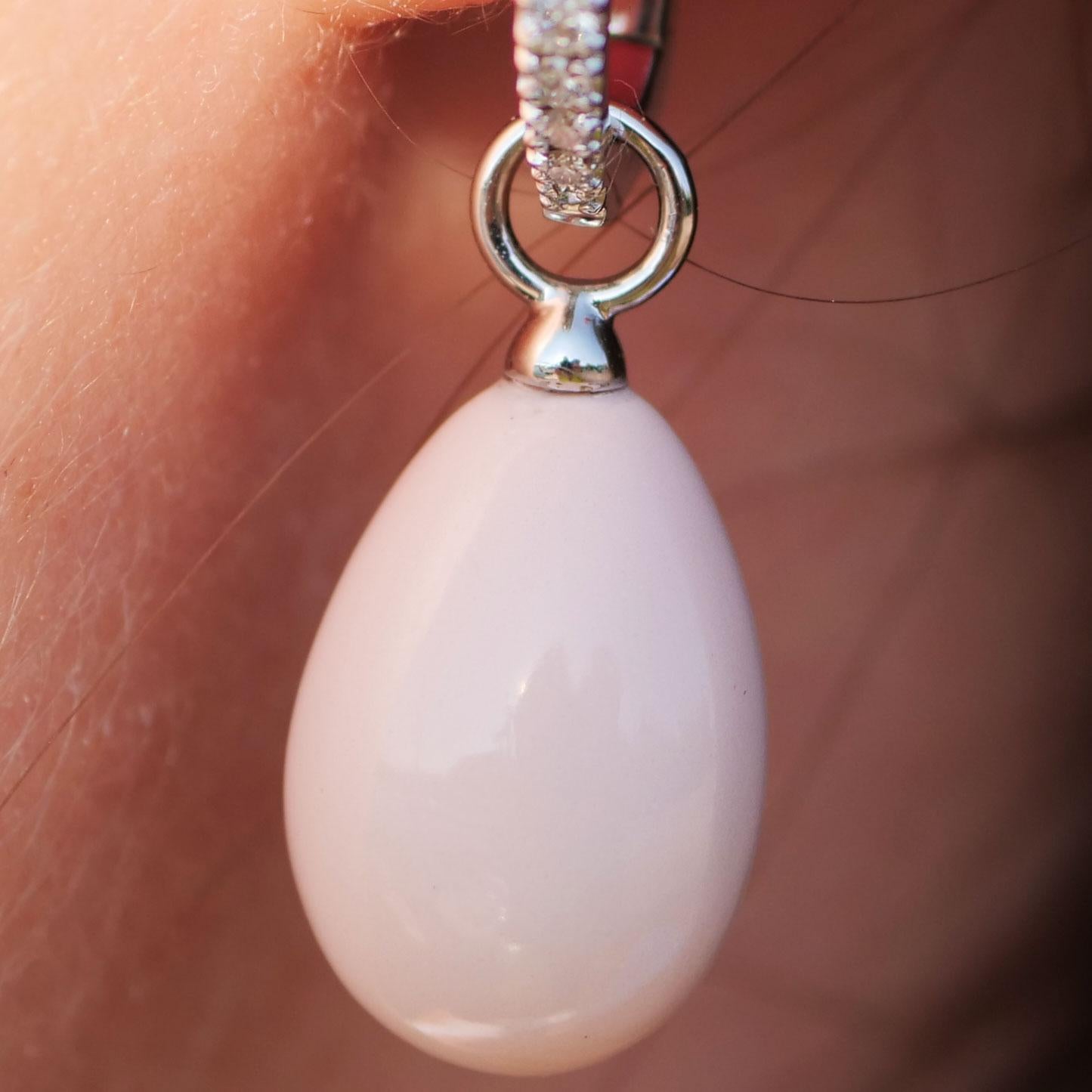 Fine Angel Skin Coral Drop Brilliant Earrings made in Italy Set possible elegant For Sale 6