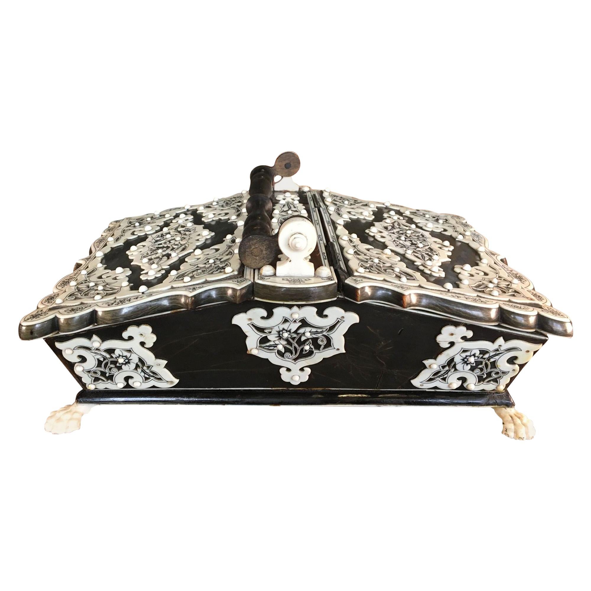 Fine Anglo-Indian Basket-Form Sewing Box, circa 1870