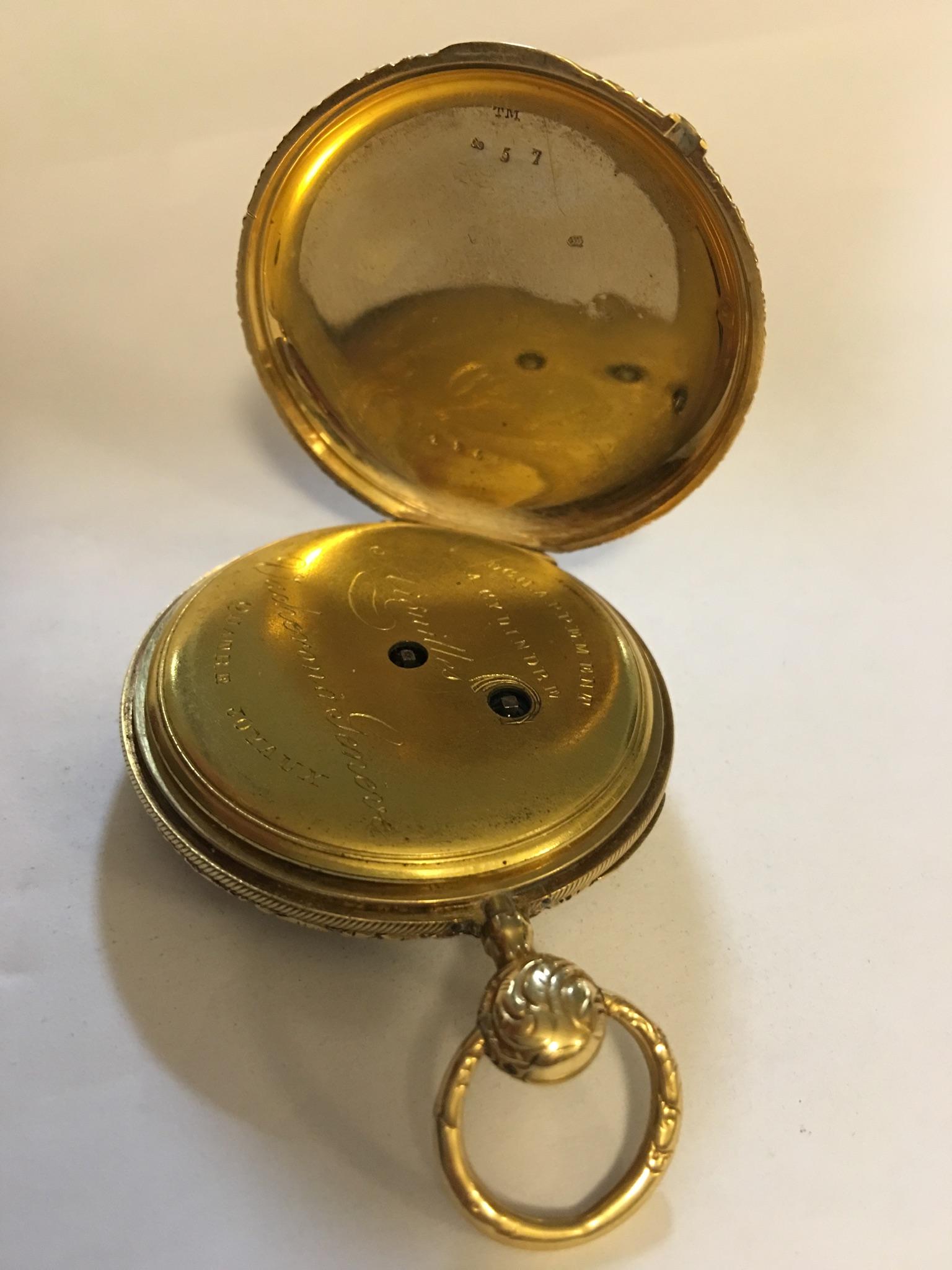 Fine Antique 18 Karat Gold Quarter Repeater Lightweight Pocket Watch For Sale 1