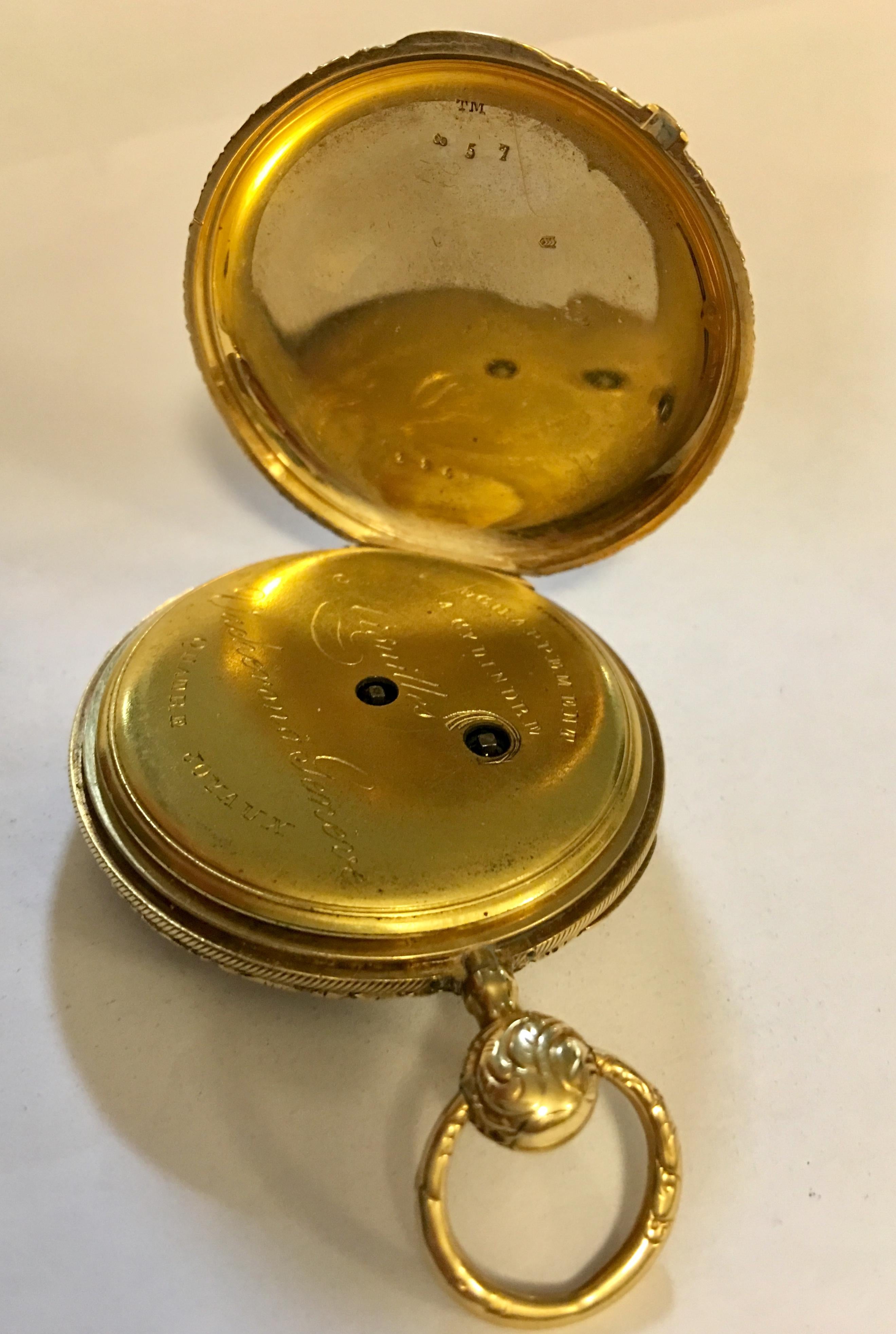 Fine Antique 18 Karat Gold Quarter Repeater Lightweight Pocket Watch For Sale 2