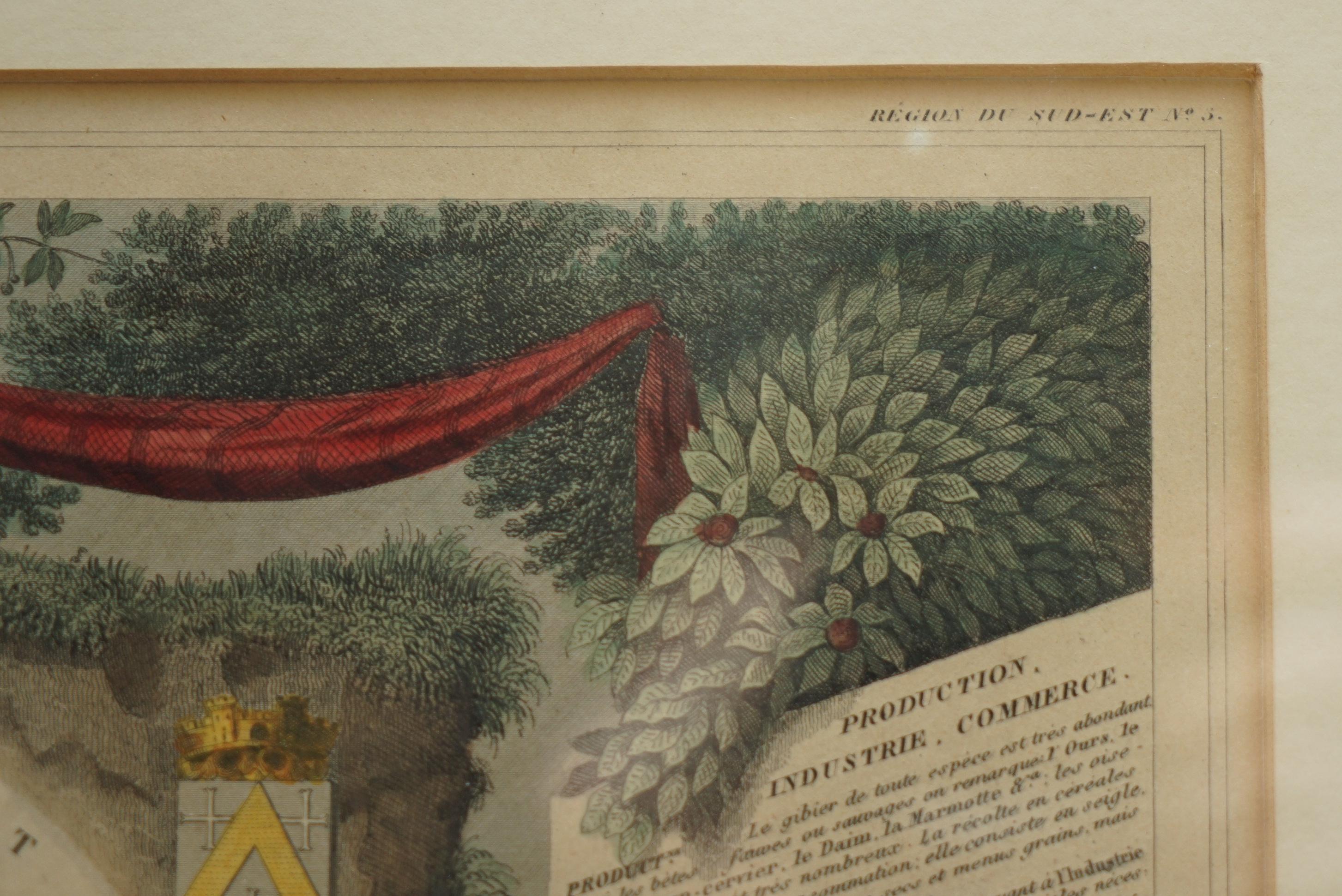Fine carte ancienne à l'aquarelle du département des Hautes Alpes de 1856, réalisée à la main par Levasseur's en vente 3