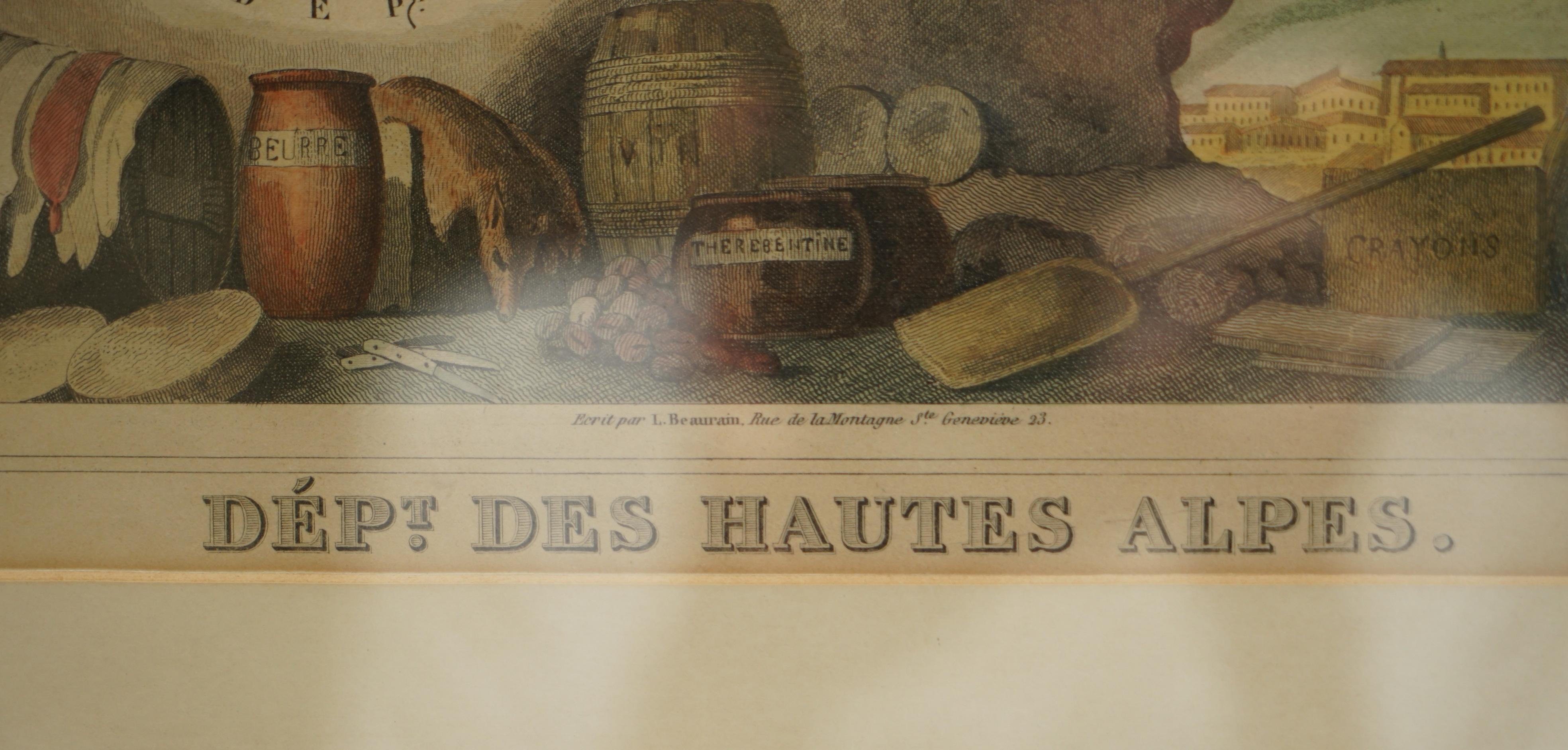 Fine Antique 1856 Hand Watercolour Map of Dept Des Hautes Alpes by Levasseur's For Sale 2